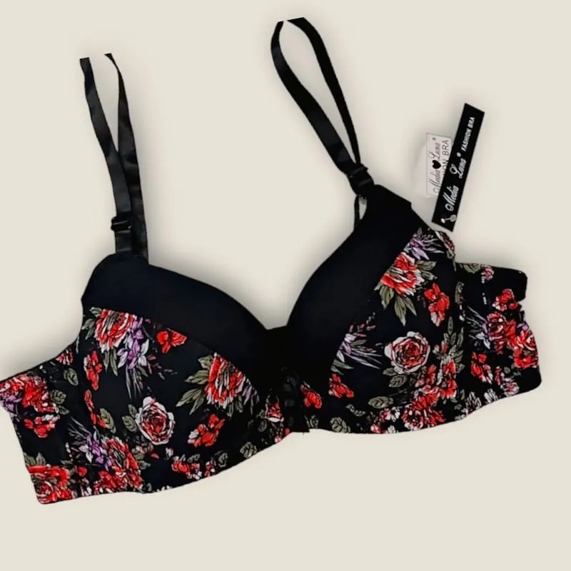 Flower Printed Padded Bra