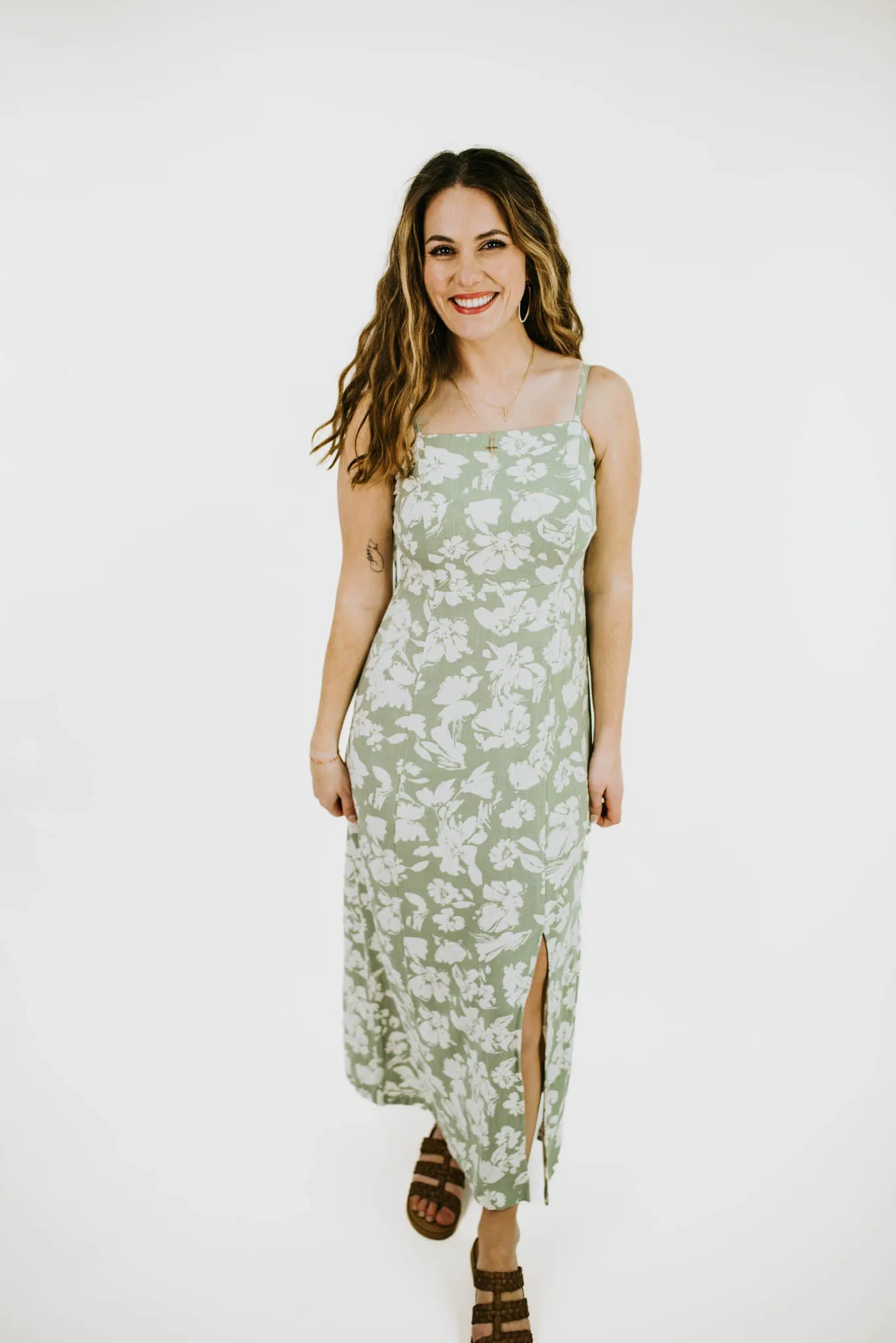 Fond Memories Floral Linen Midi Dress