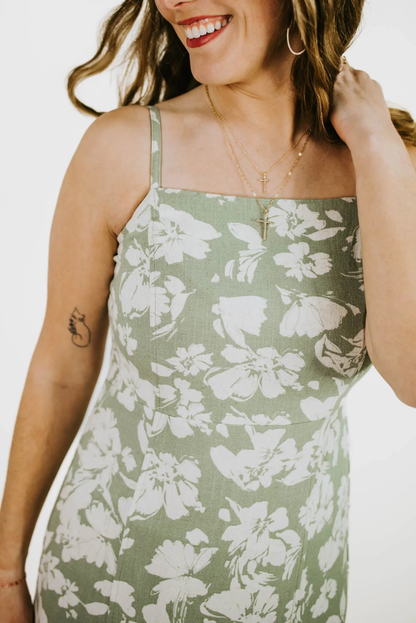 Fond Memories Floral Linen Midi Dress