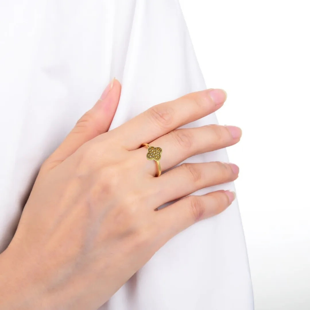 Four Leaf Clover Citrine Ring