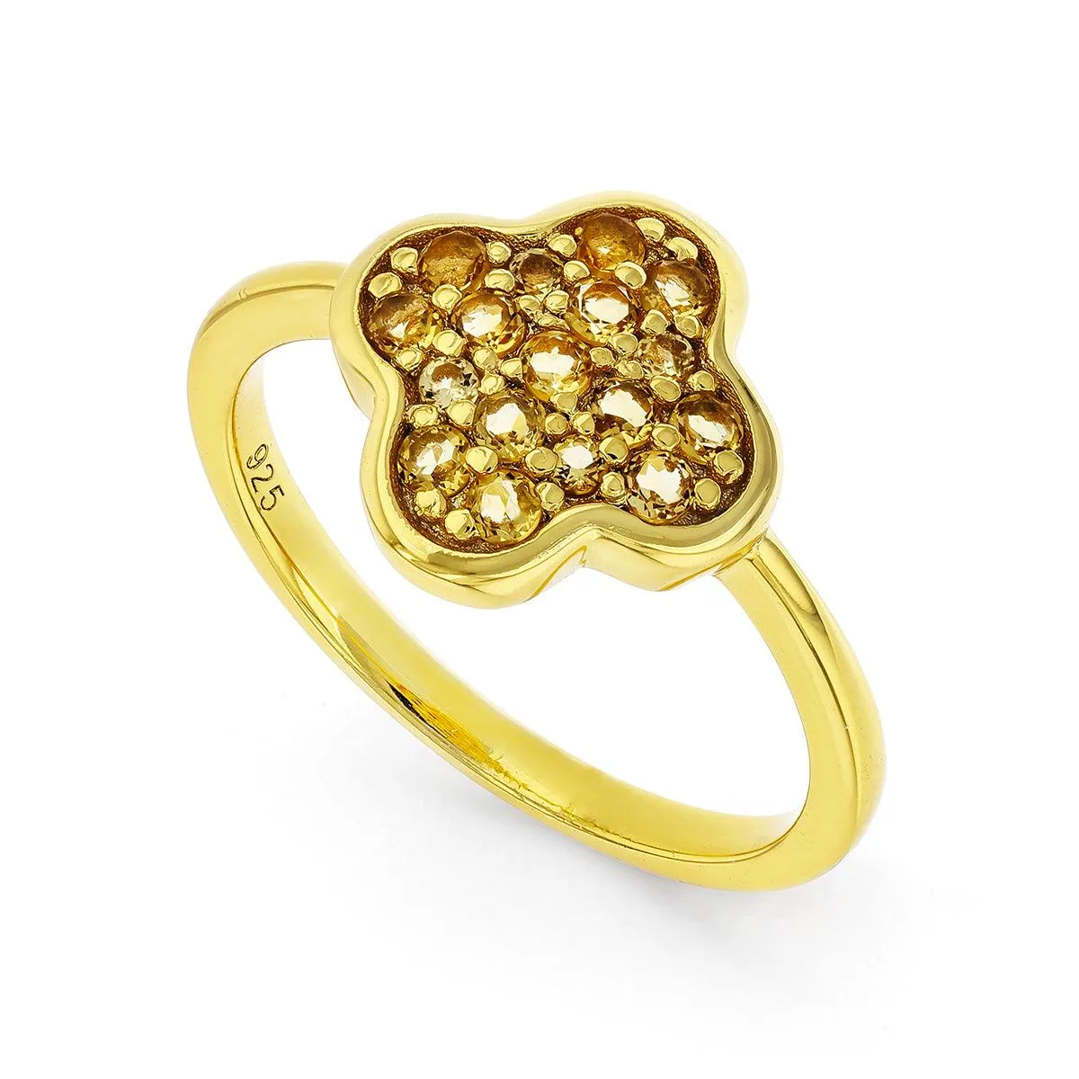 Four Leaf Clover Citrine Ring