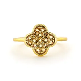 Four Leaf Clover Citrine Ring