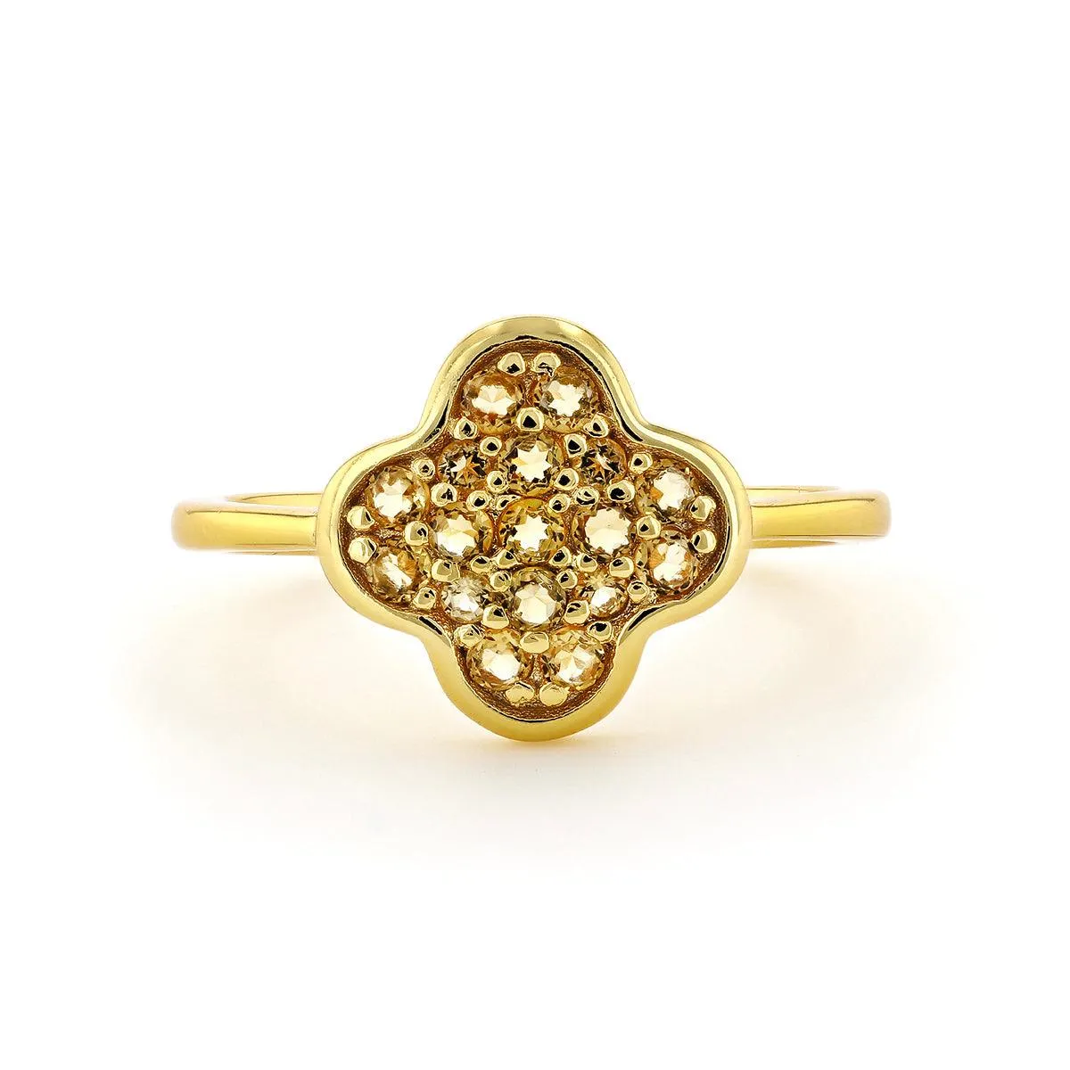 Four Leaf Clover Citrine Ring