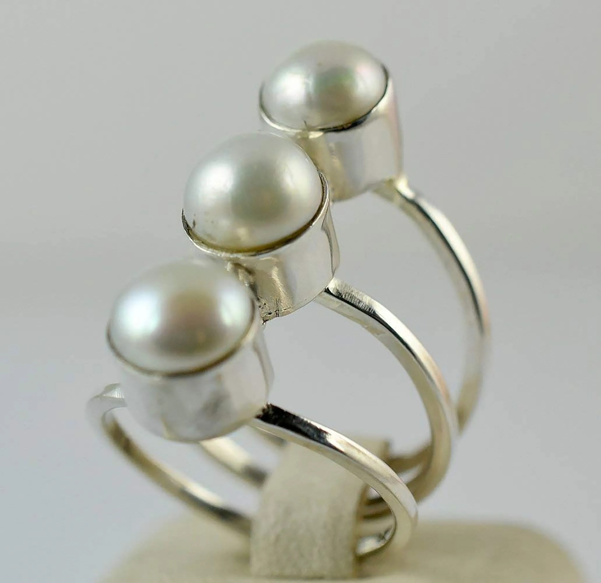 Freshwater Pearl 925 Solid Sterling Silver Handmade Ring Size 3-13 US