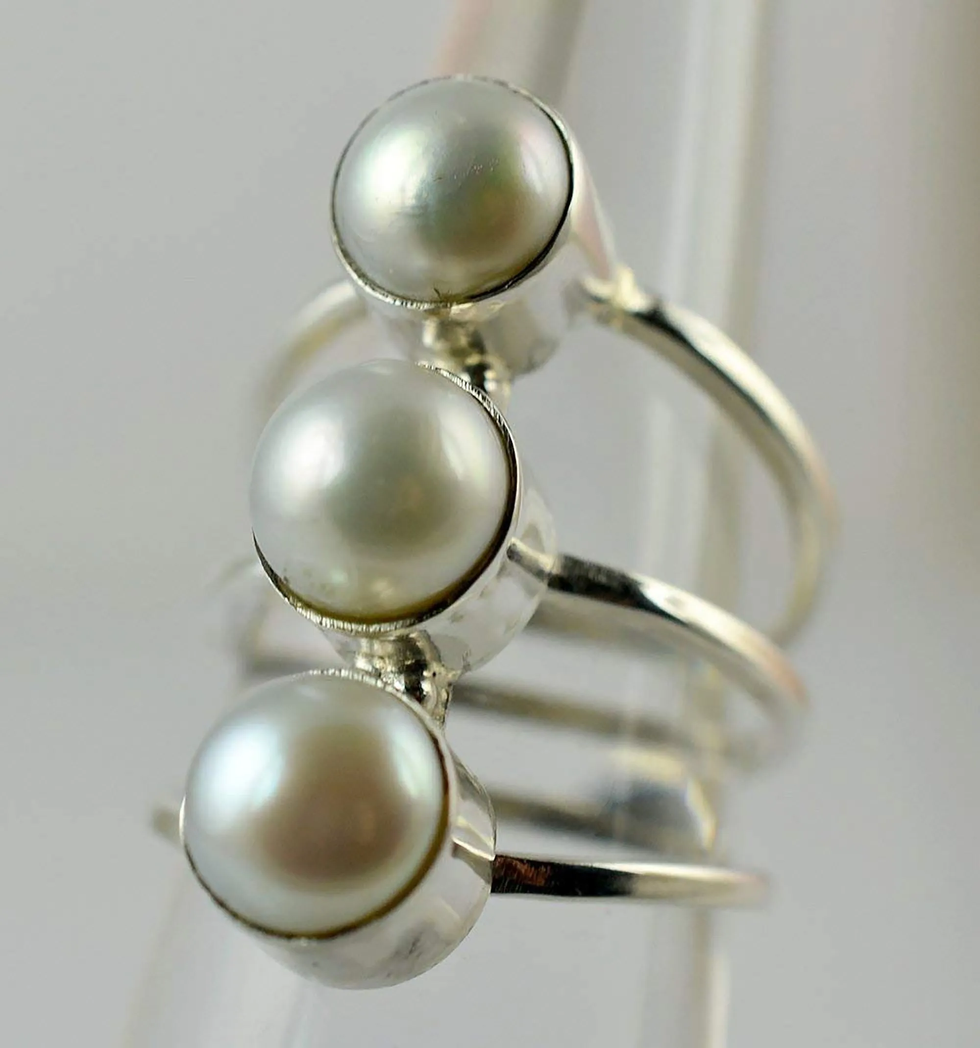 Freshwater Pearl 925 Solid Sterling Silver Handmade Ring Size 3-13 US