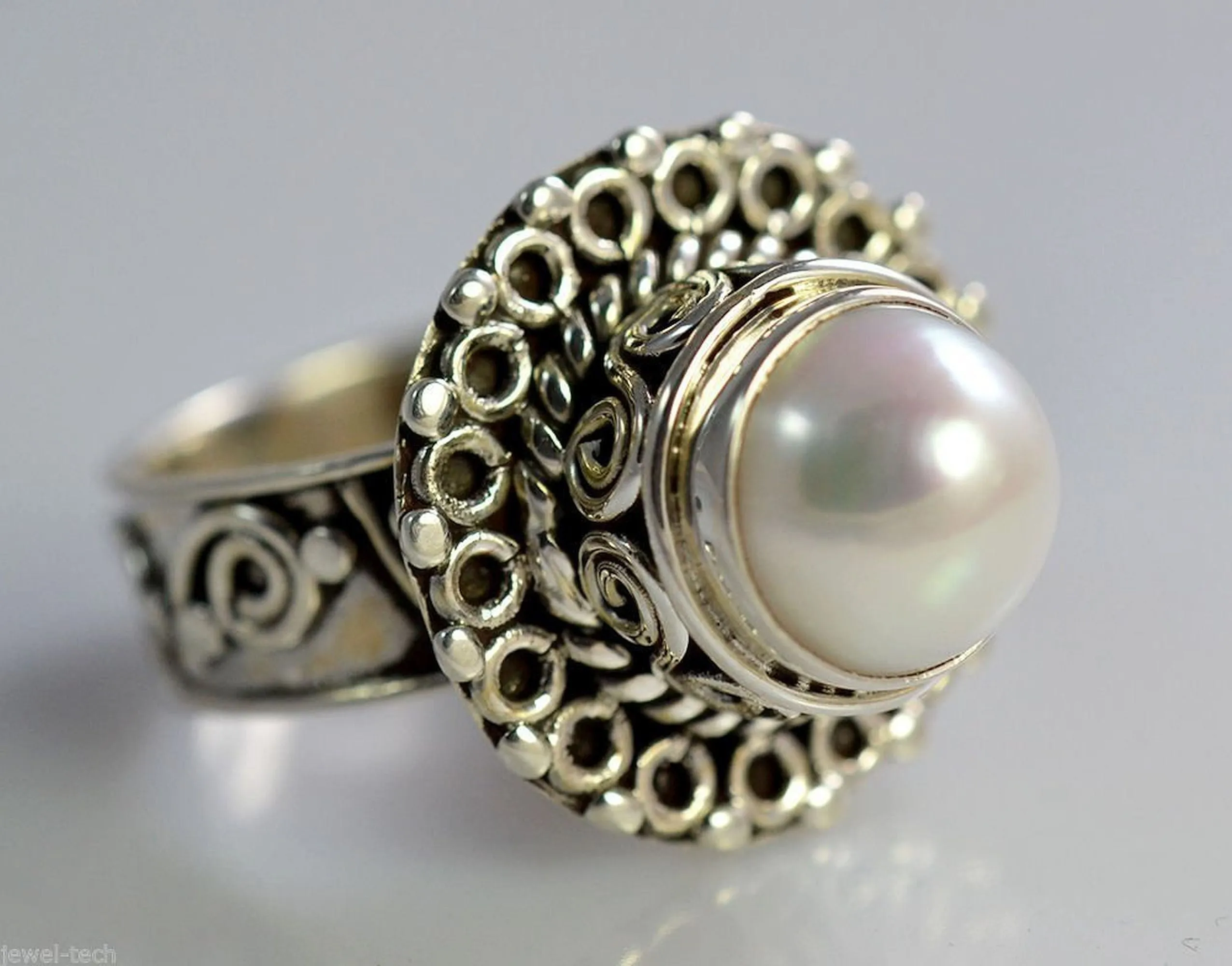 Freshwater Pearl 925 Solid Sterling Silver Handmade Ring Size 4 - 13 US