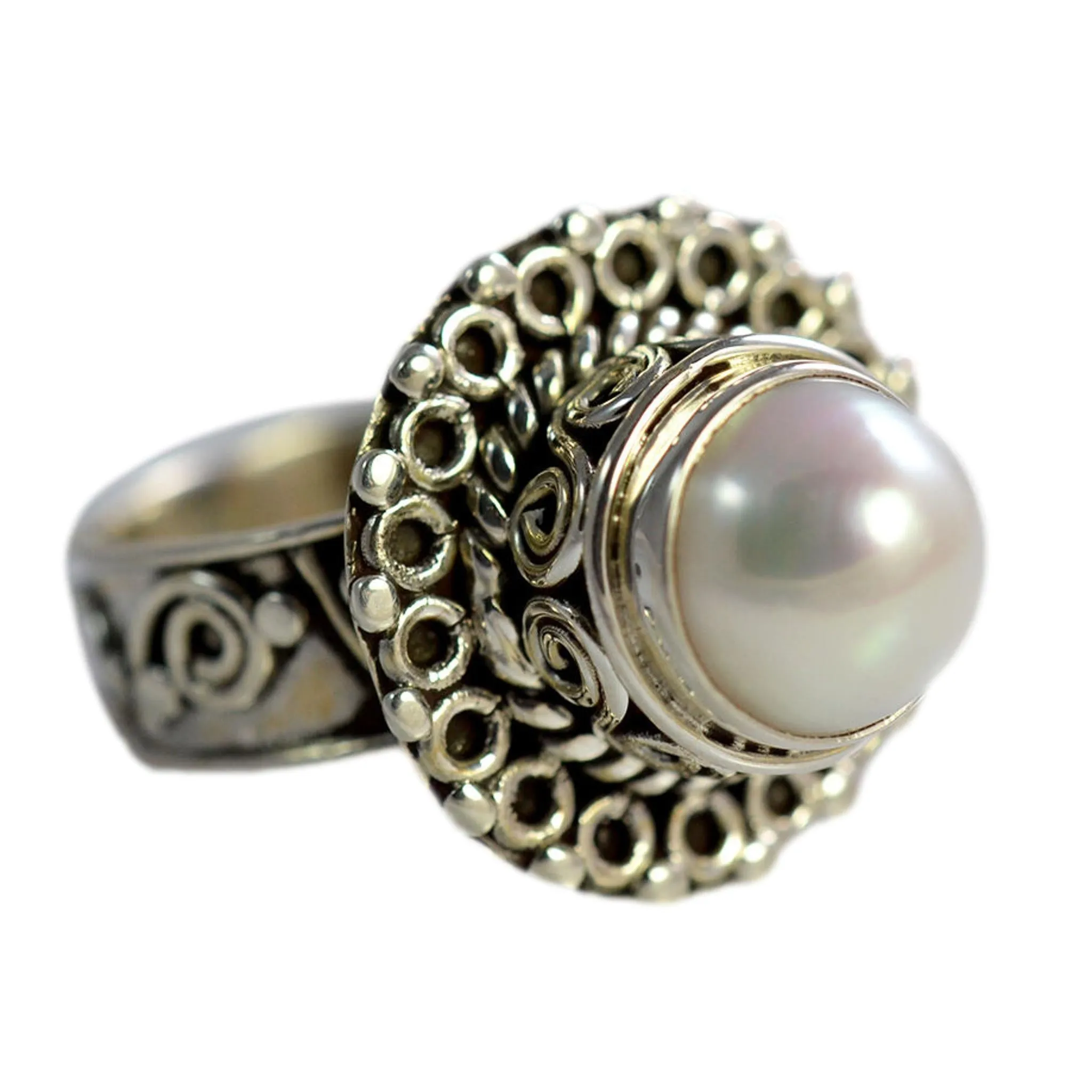 Freshwater Pearl 925 Solid Sterling Silver Handmade Ring Size 4 - 13 US