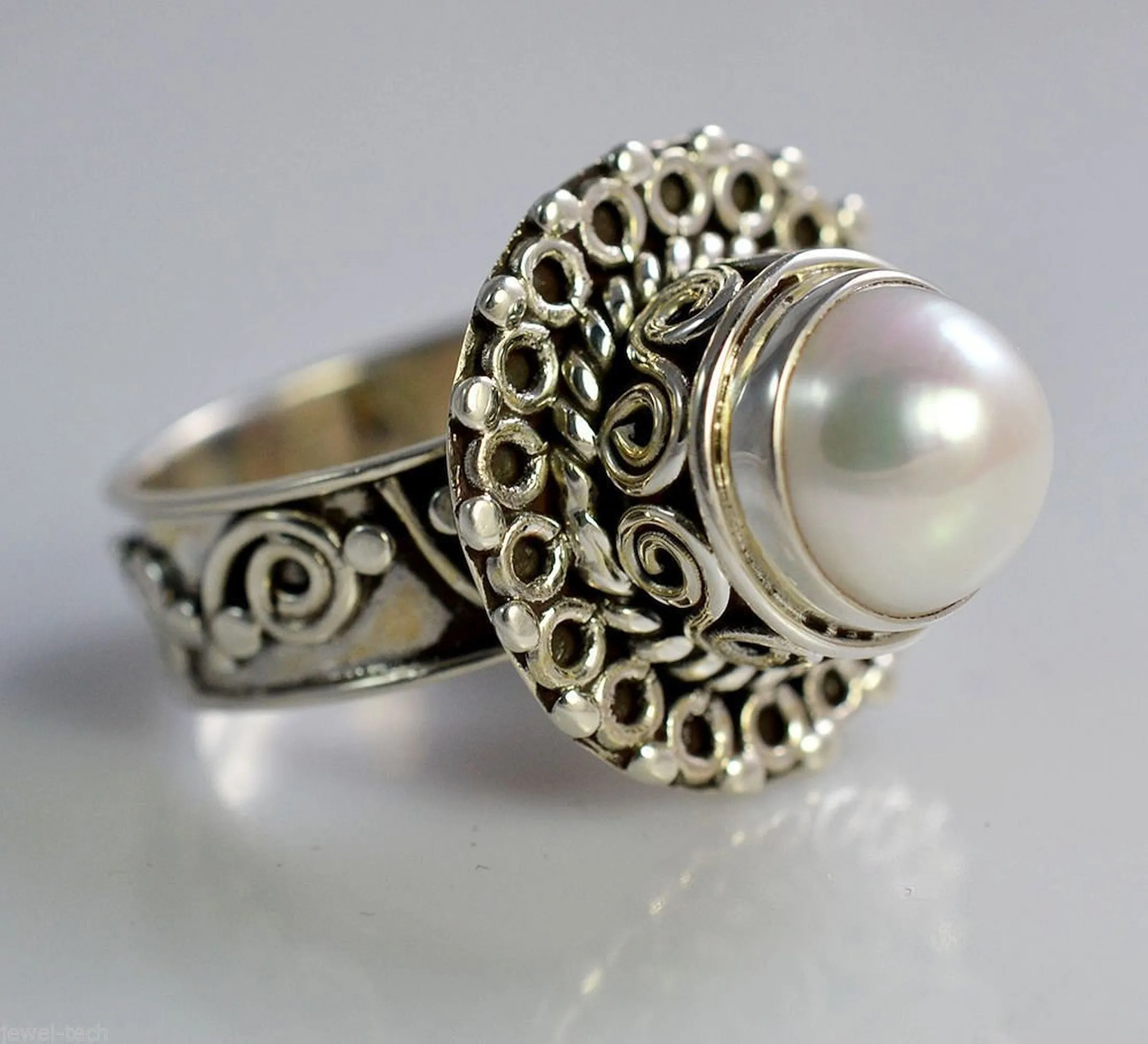 Freshwater Pearl 925 Solid Sterling Silver Handmade Ring Size 4 - 13 US