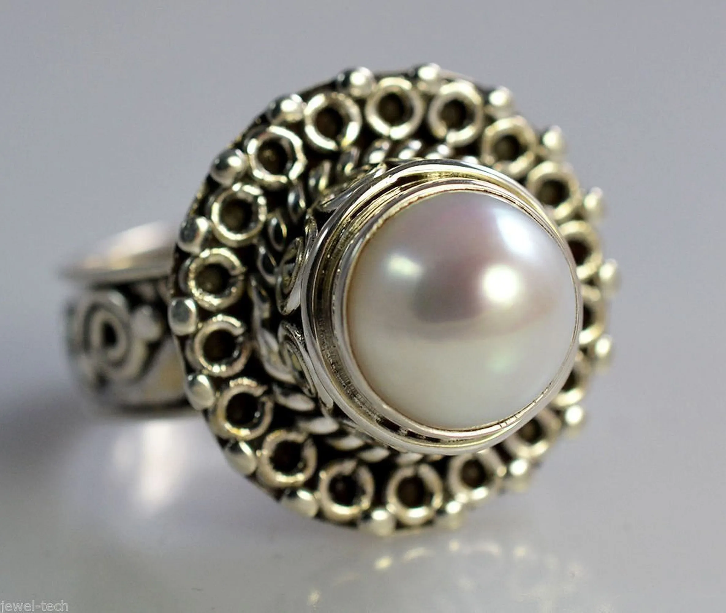 Freshwater Pearl 925 Solid Sterling Silver Handmade Ring Size 4 - 13 US