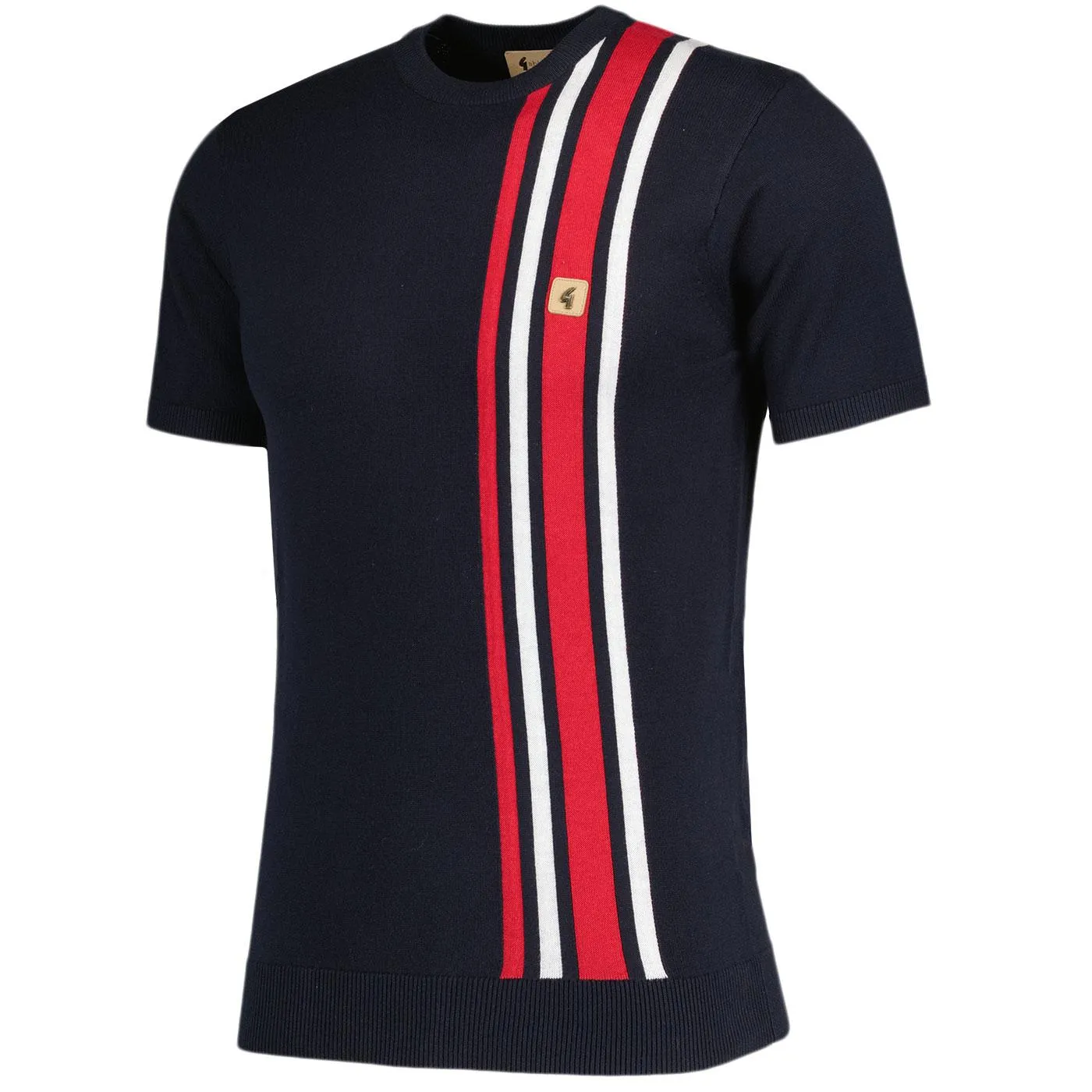 Gabicci Vintage Lewis Stripe Knitted T-Shirt Navy