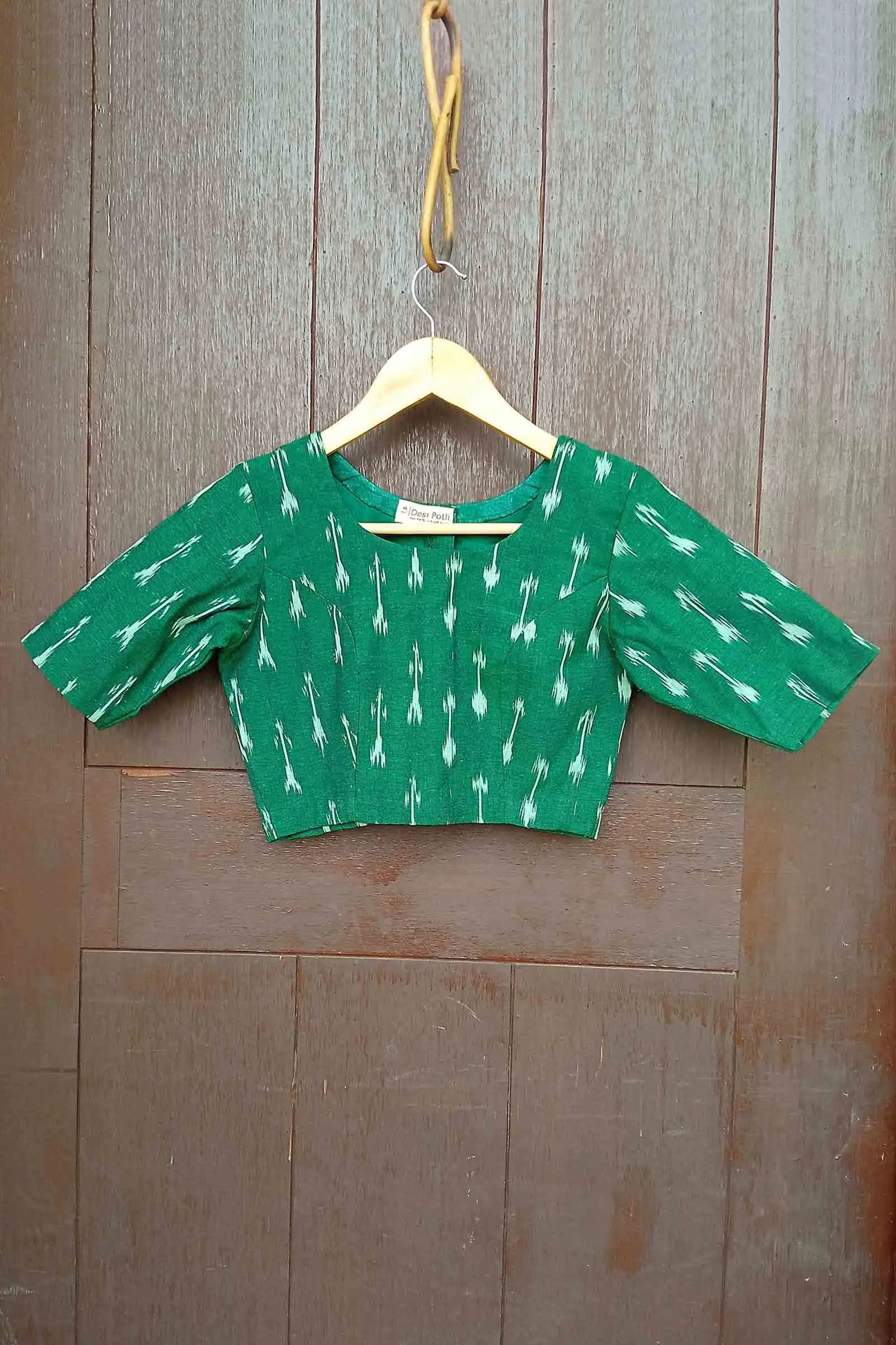 Green Wonder Cotton Ikkat Blouse