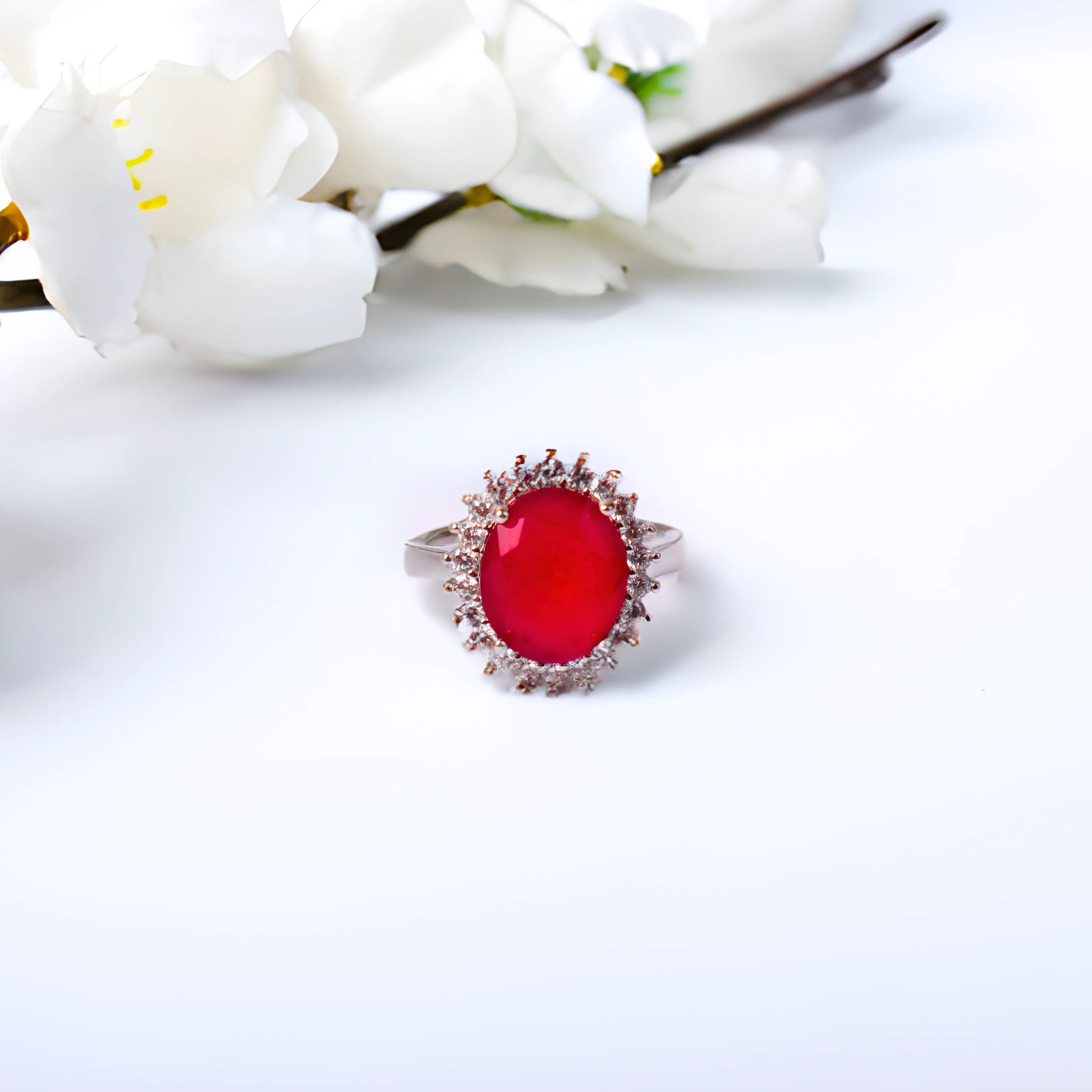 G.Silver Red Stone Ring.