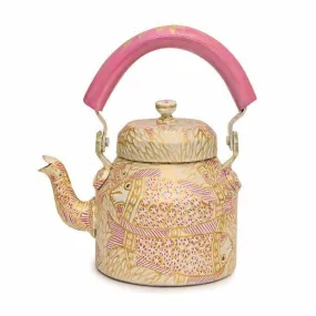 Hand Painted Pink Pond Tea Pot in Aluminium