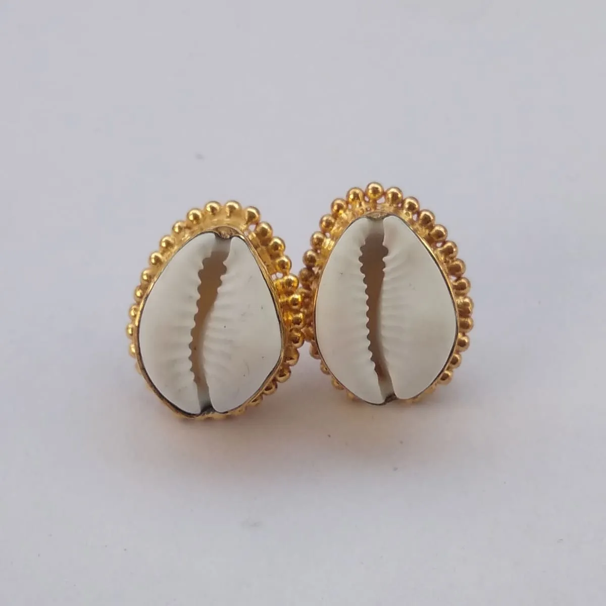 Handmade Cowrie Shell Designer Post Studs Earrings