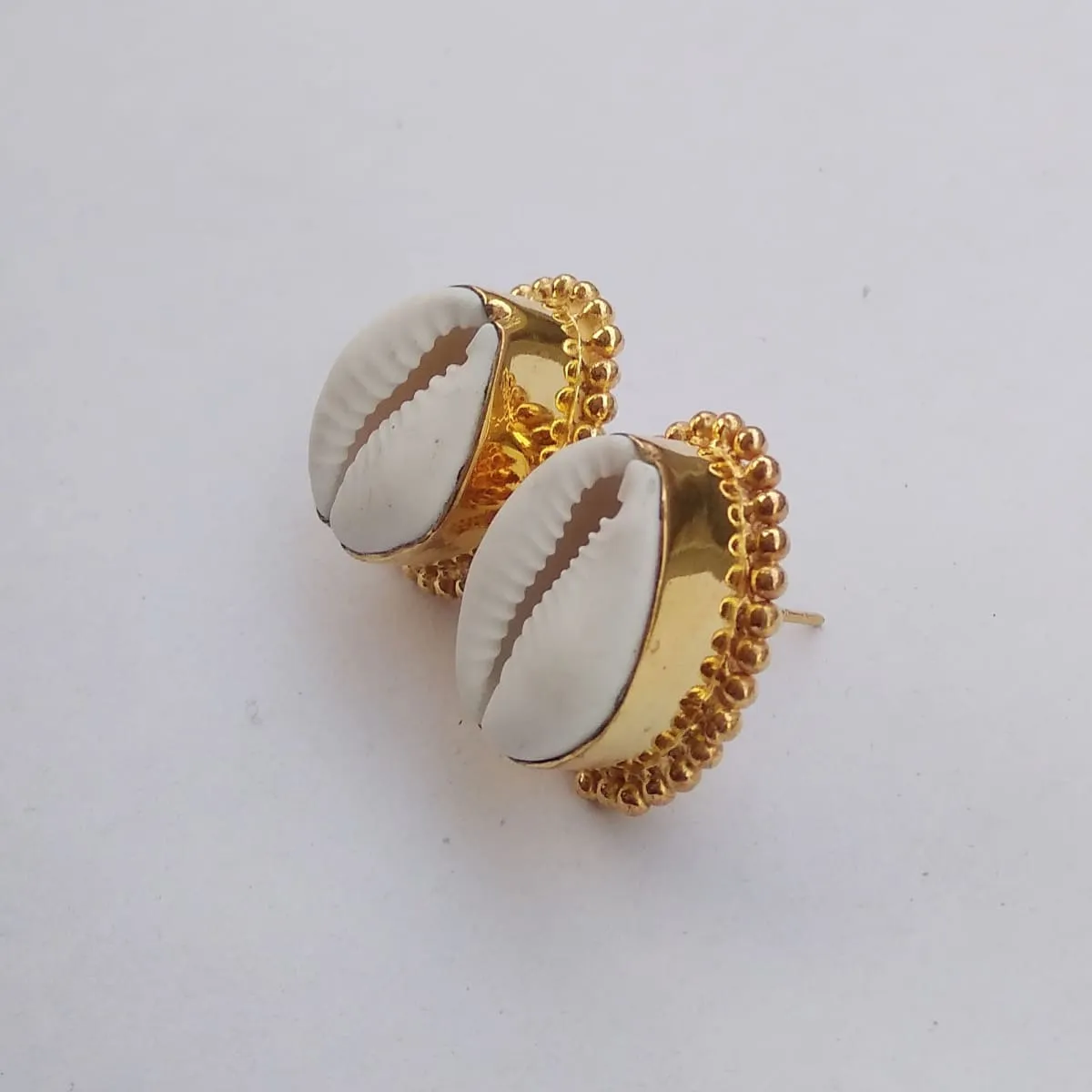 Handmade Cowrie Shell Designer Post Studs Earrings