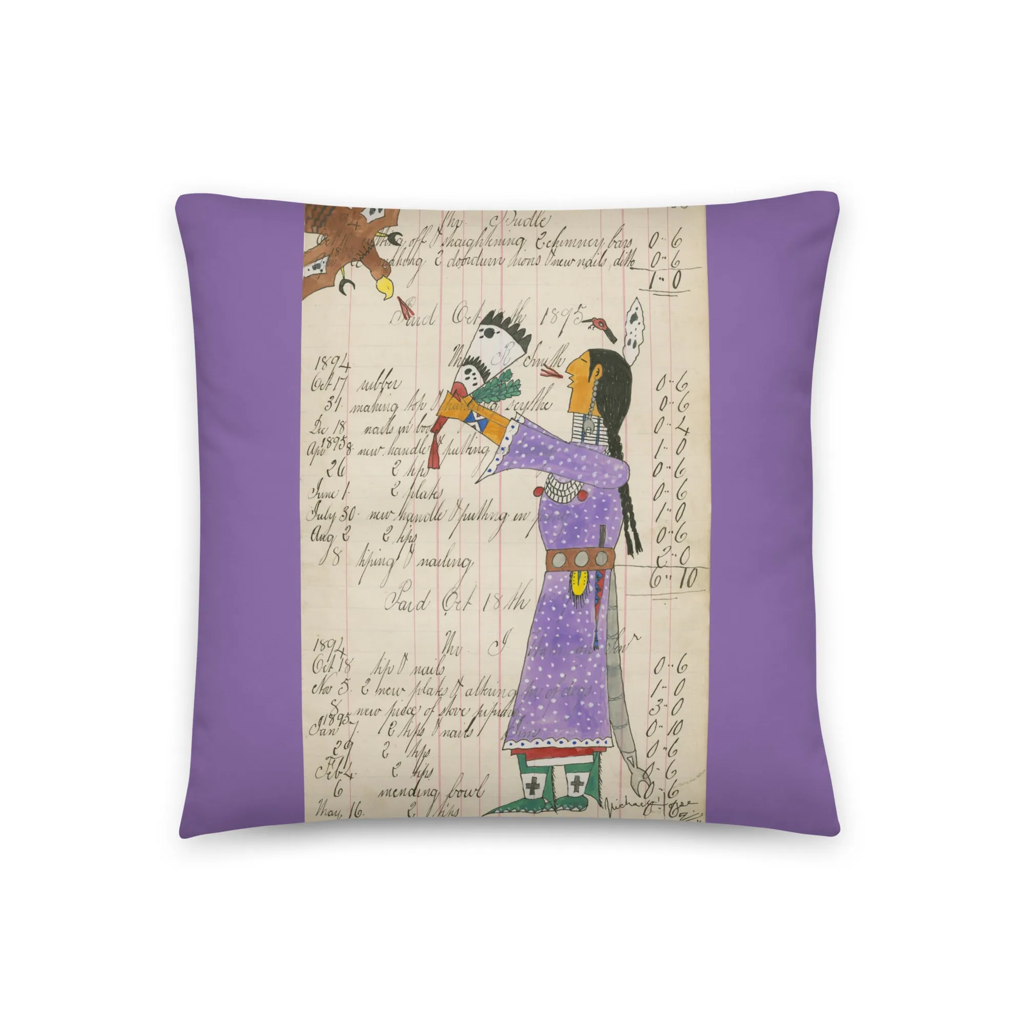 Humming Bird Woman Sends Her Prayers - Lilac Pillow