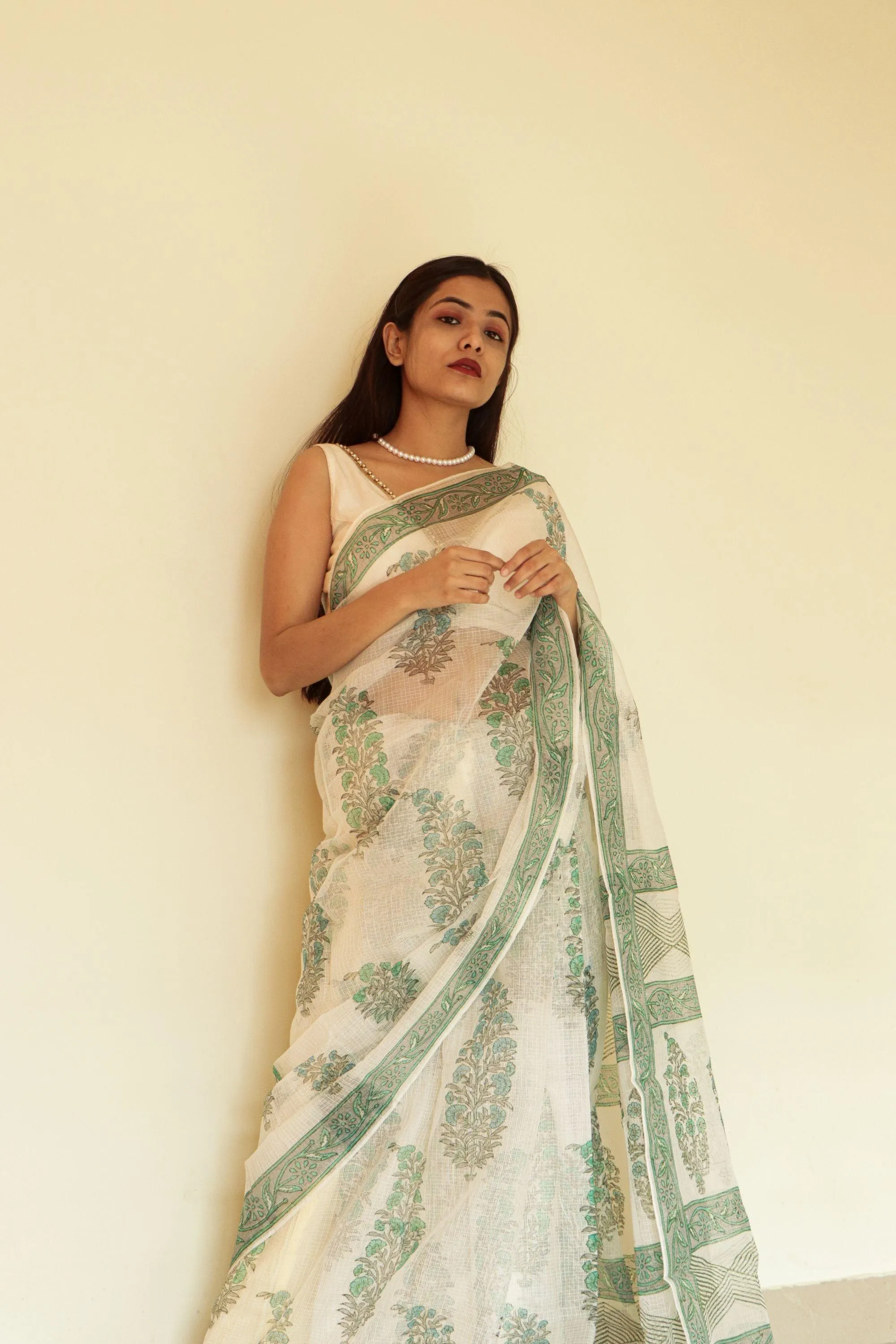 Kaisori Gulmohar Bagh Kota blockprinted saree