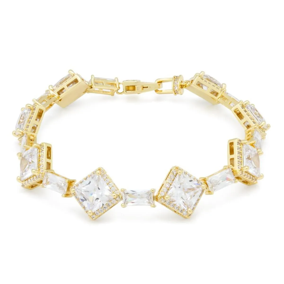 King Ice 14MM Clustered Princess Cut Tennis Bracelet