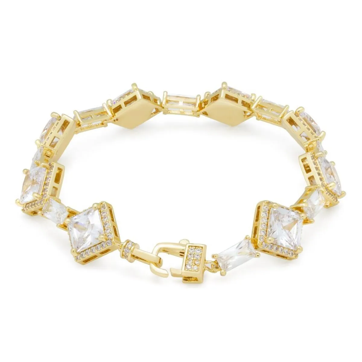 King Ice 14MM Clustered Princess Cut Tennis Bracelet