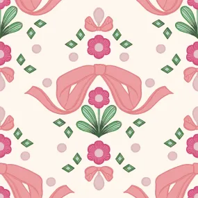 LELE SADOUGHI X NUWALLPAPER BY WALLPOPS BOW DAMASK PINK PEEL AND STICK WALLPAPER