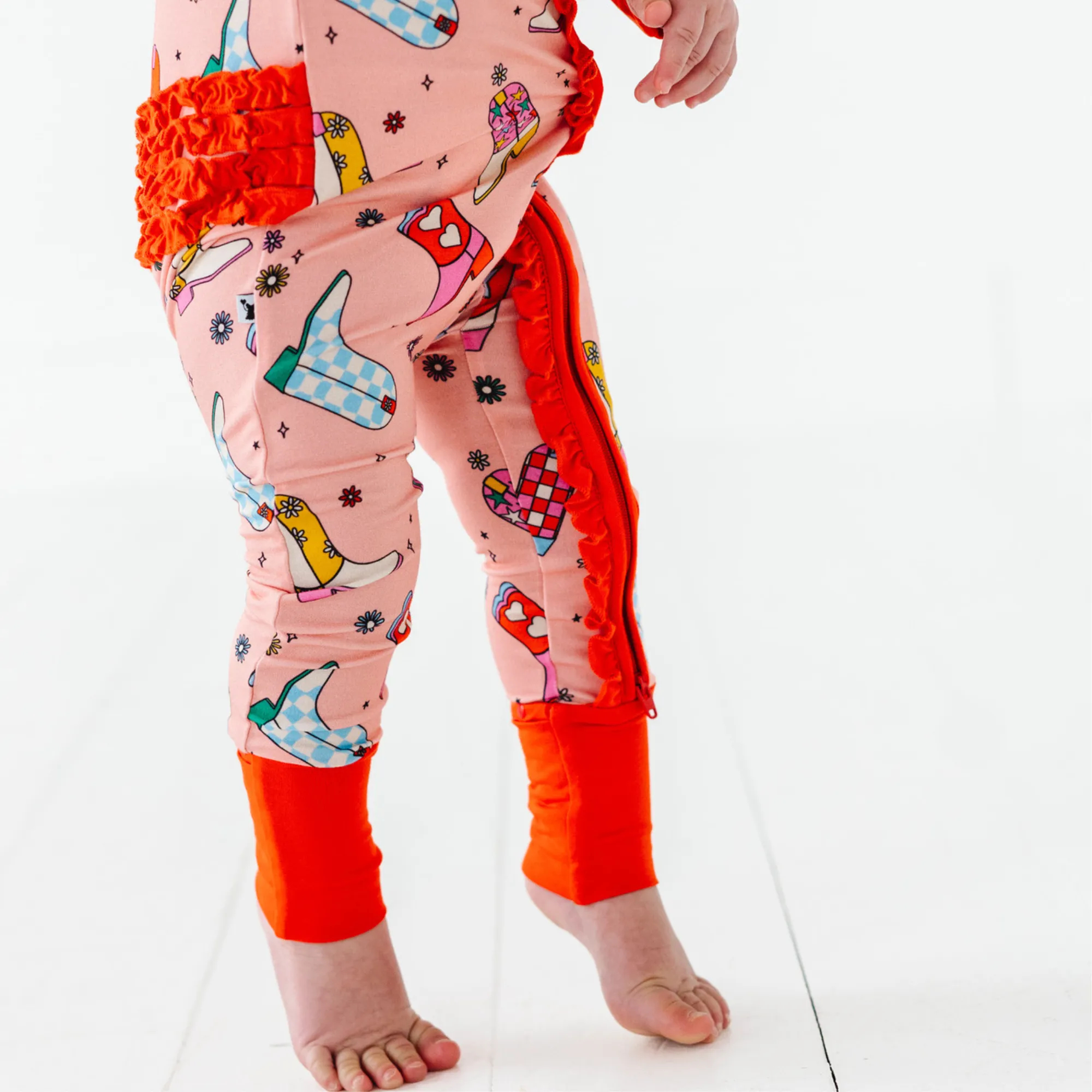 Let's Go (to bed) Girls Convertible Footies with Ruffle