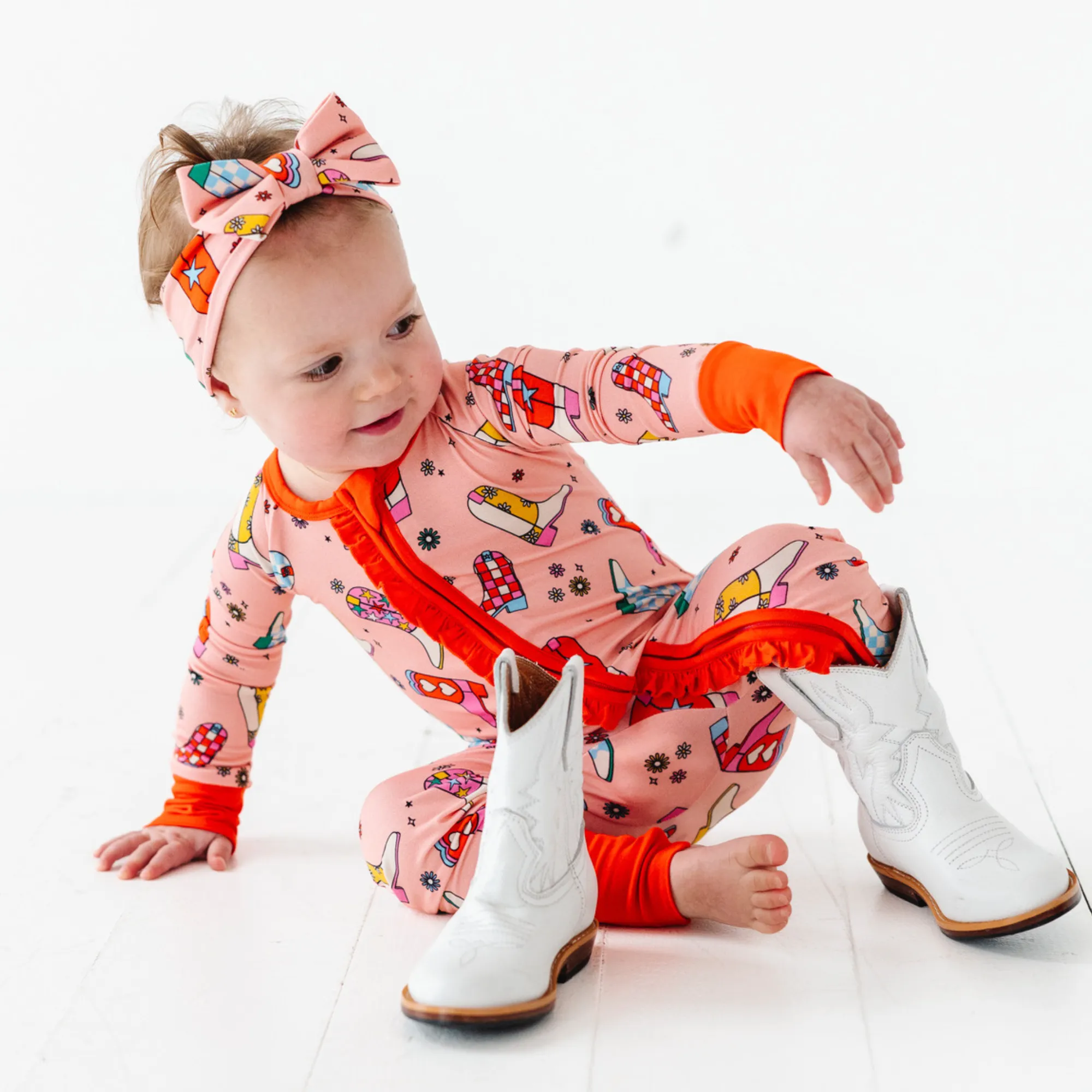 Let's Go (to bed) Girls Convertible Footies with Ruffle