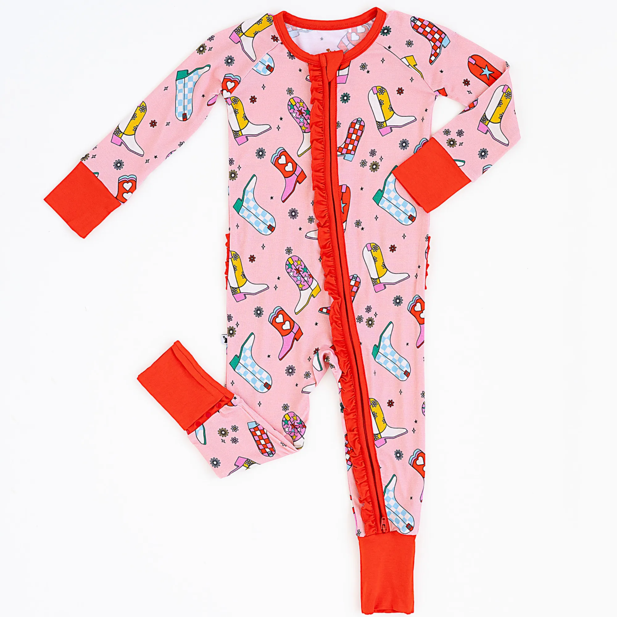 Let's Go (to bed) Girls Convertible Footies with Ruffle