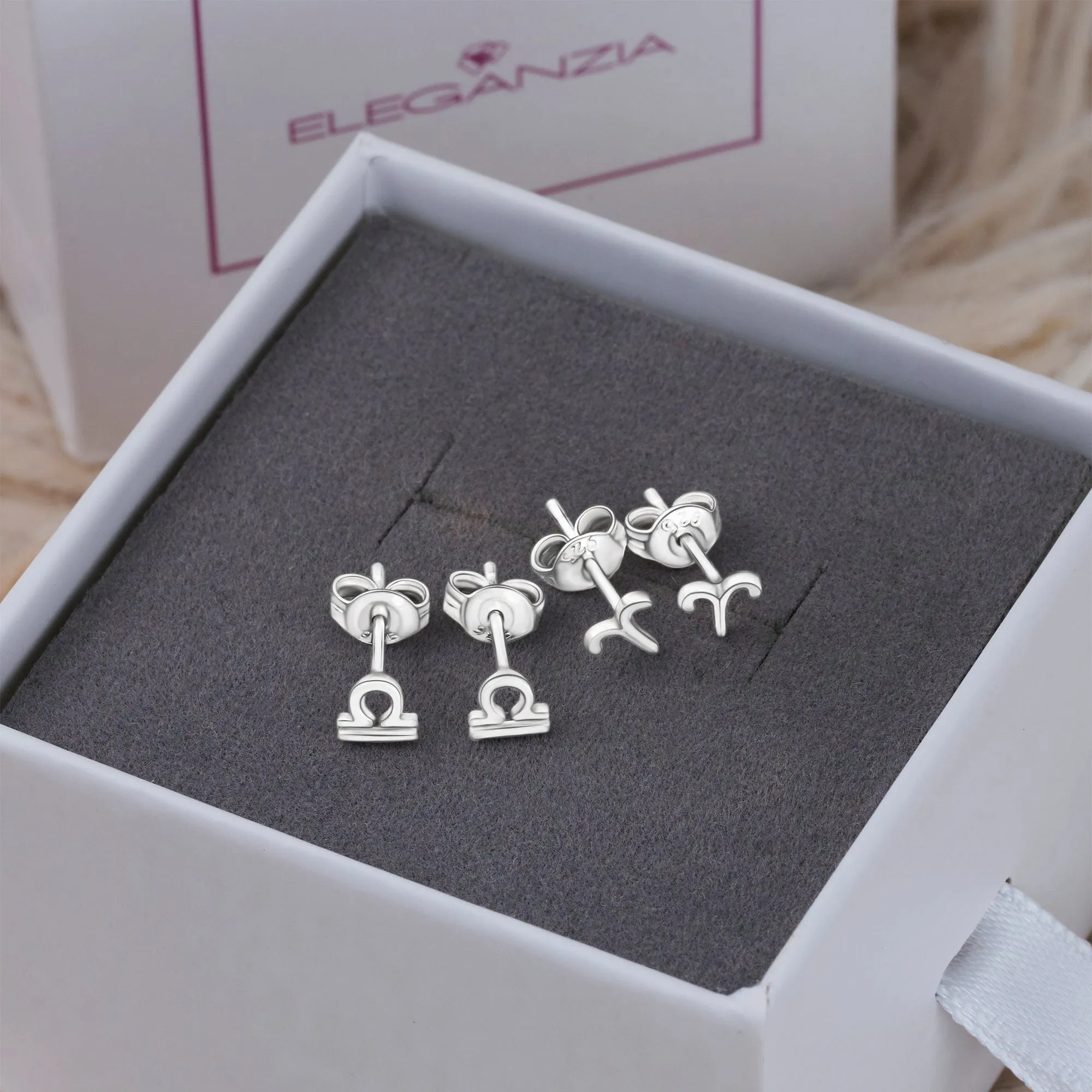 Libra Stud Earrings Sterling Silver - Zodiac Constellation Earrings