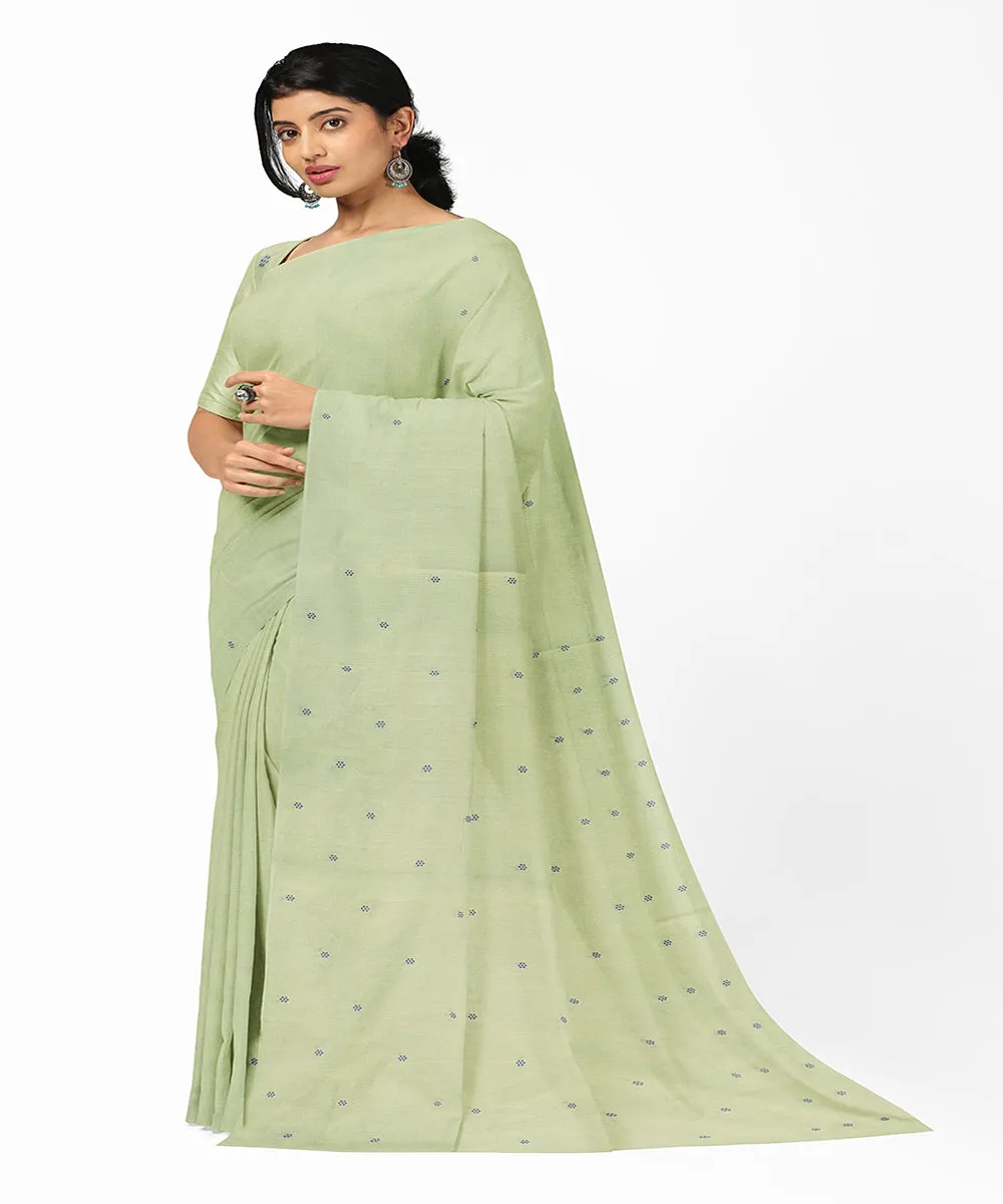 Light olive green butta handwoven rajahmundry cotton saree