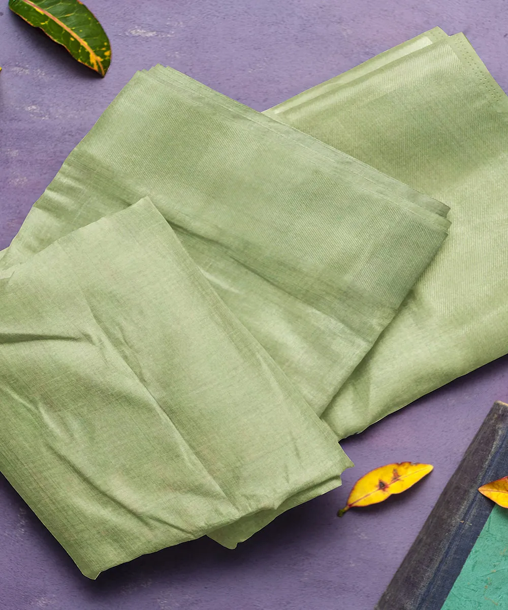 Light olive green butta handwoven rajahmundry cotton saree