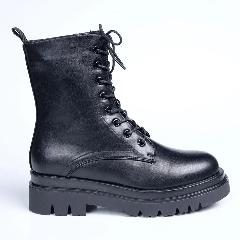 Madison Kiki Chunky Military Boot - Black