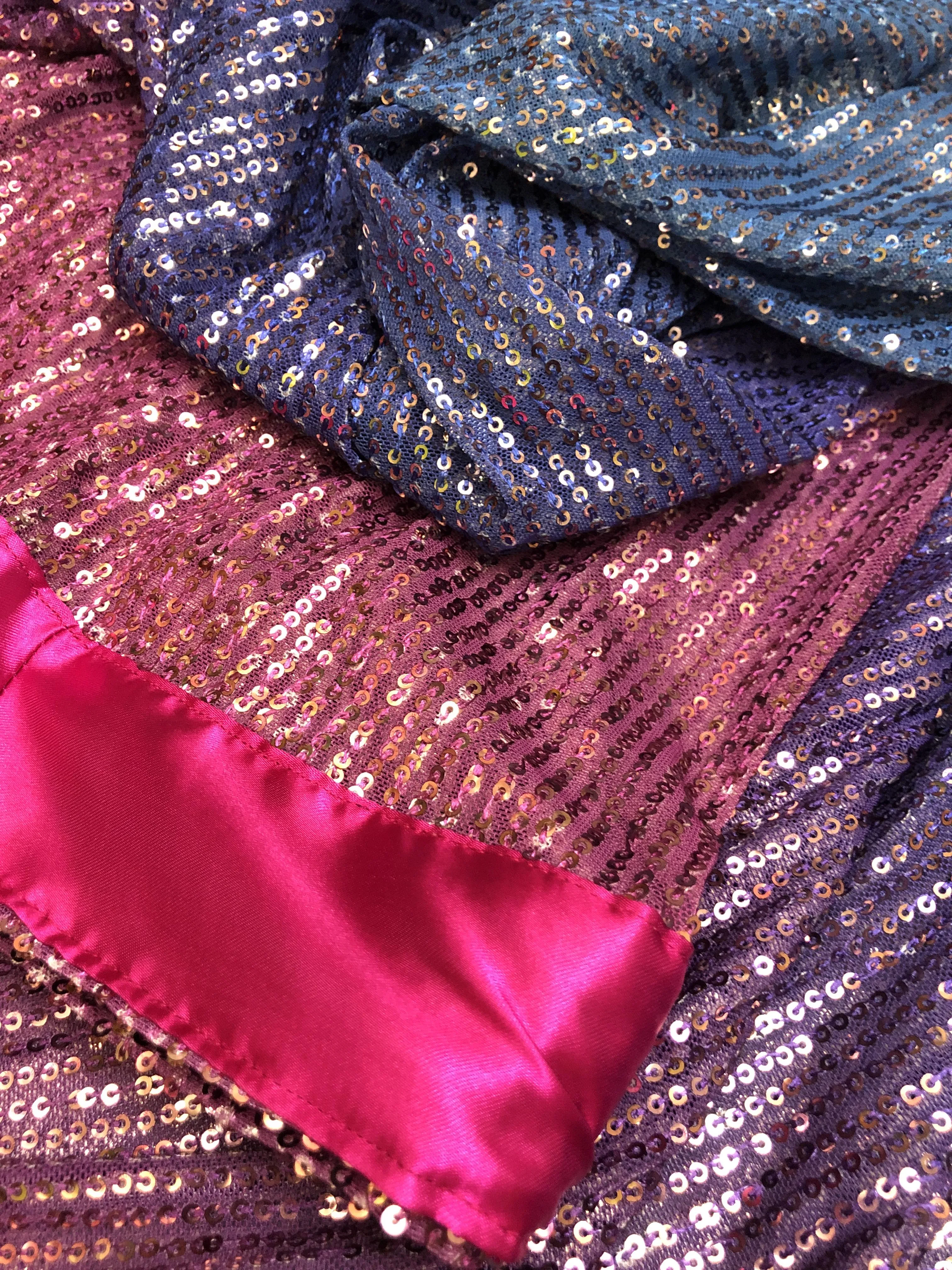 Magenta and Space Blue Color Designer Net Saree with Sequin Work