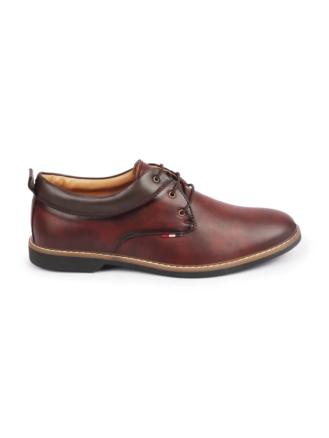 Men Tan Formal Lace Up Oxford Shoes with TPR Welted Sole