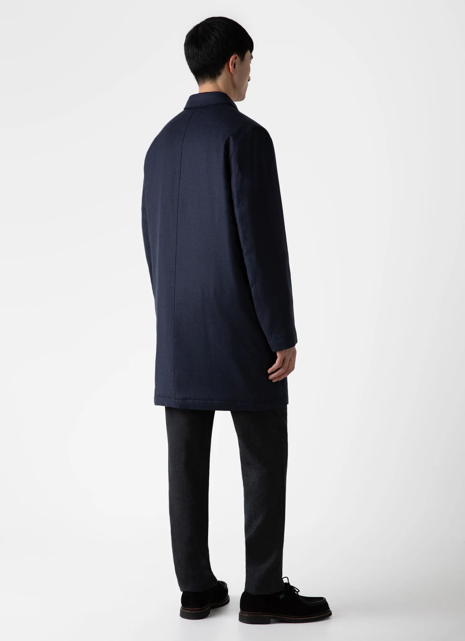 Men's Insulated Wool Mac in Navy Melange