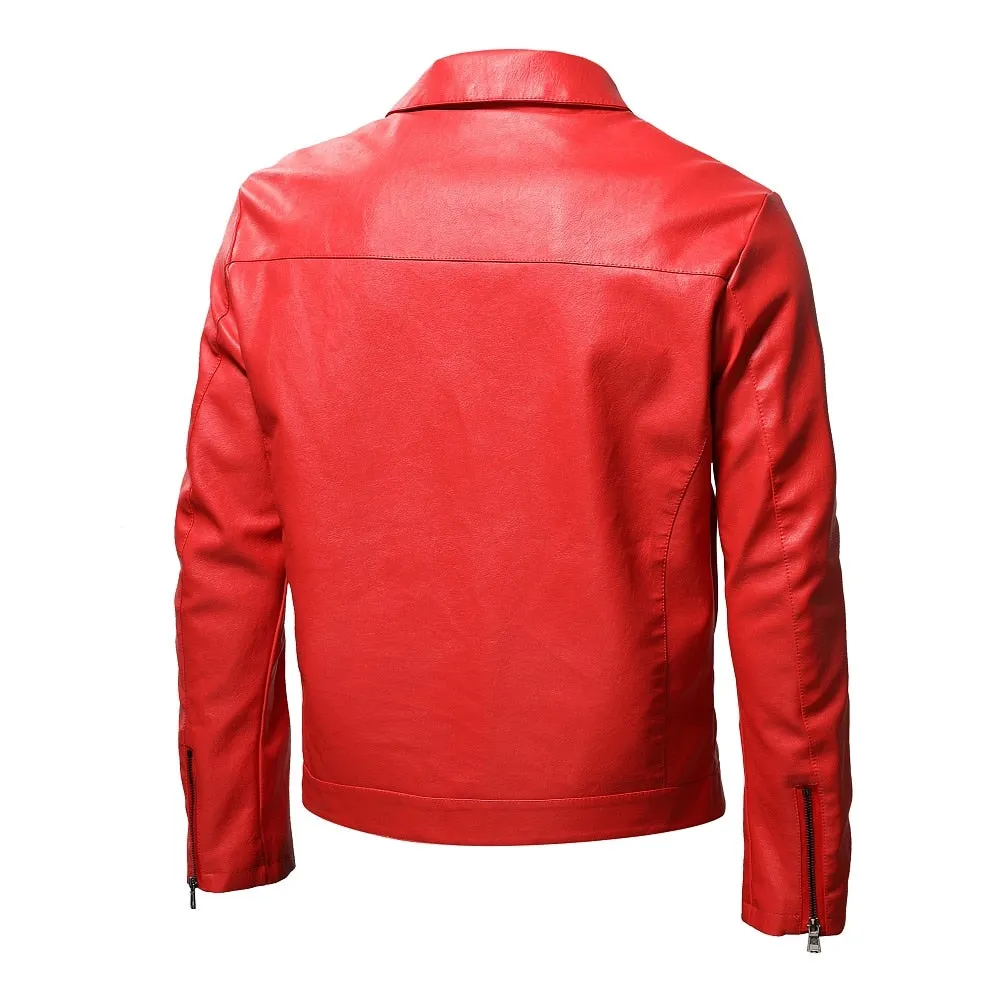 Men's Leather Jackets Steampunk Vintage Red Black Zipper Pu Leather Outerwear Motorcycle Windbreaker for Bomber Coats