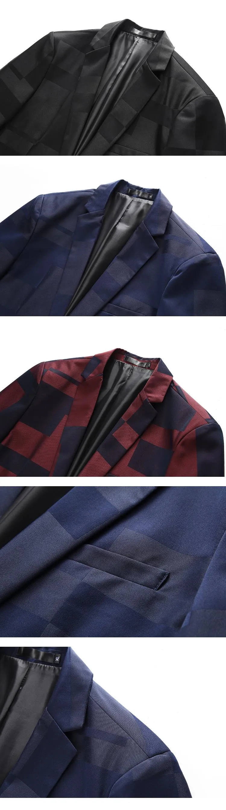 Men's Plaid Printed Blazer Terno Slin Masculino Luxury Blazers Suits Jacket For Wedding Blazer Homme