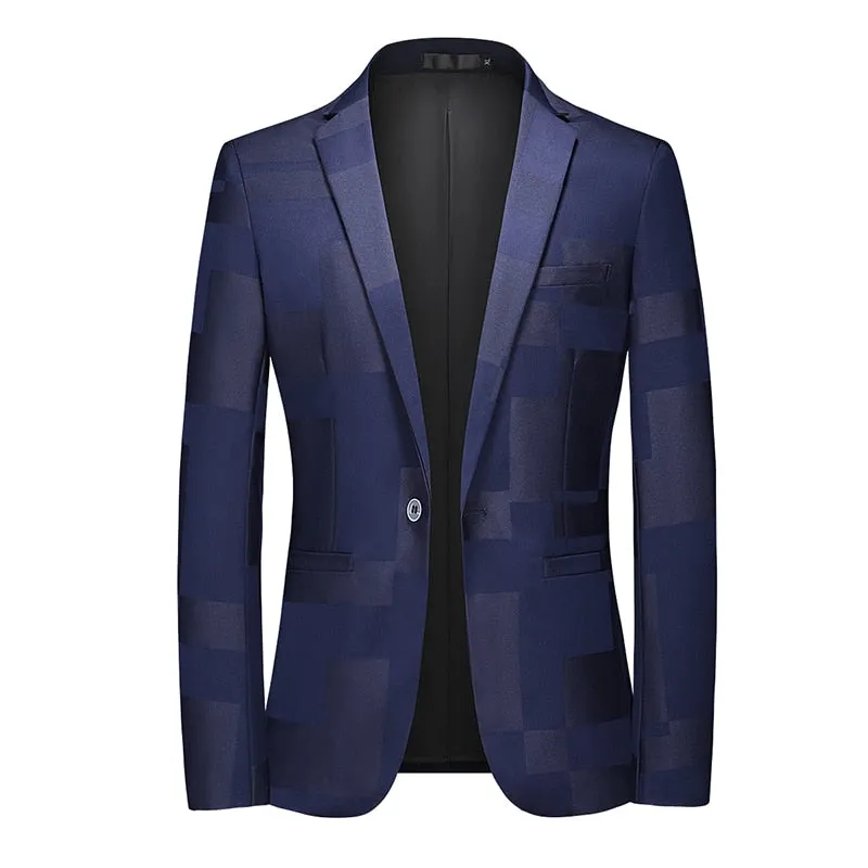 Men's Plaid Printed Blazer Terno Slin Masculino Luxury Blazers Suits Jacket For Wedding Blazer Homme