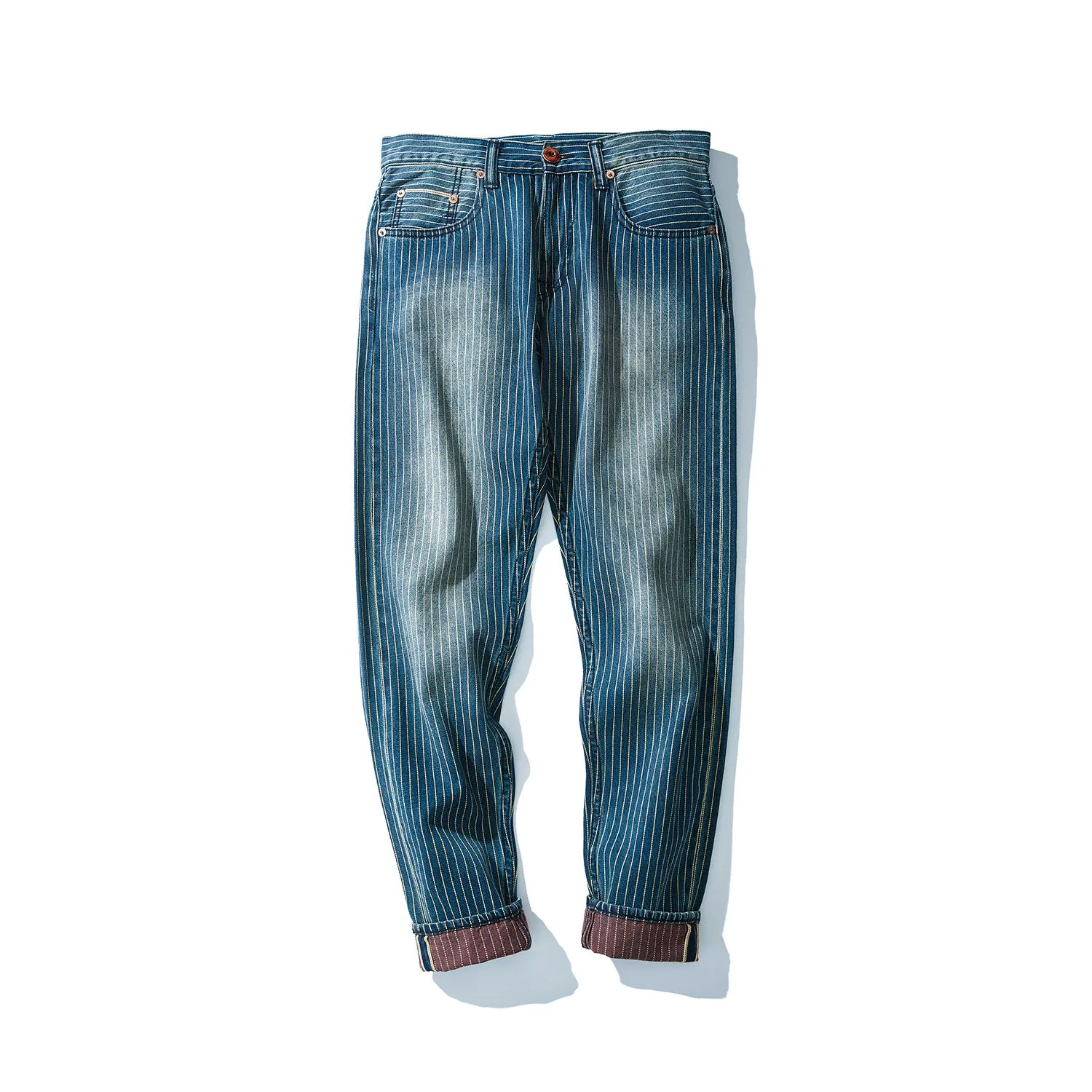 Men's Vintage wash Selvedge denim Tapered leg casual pants