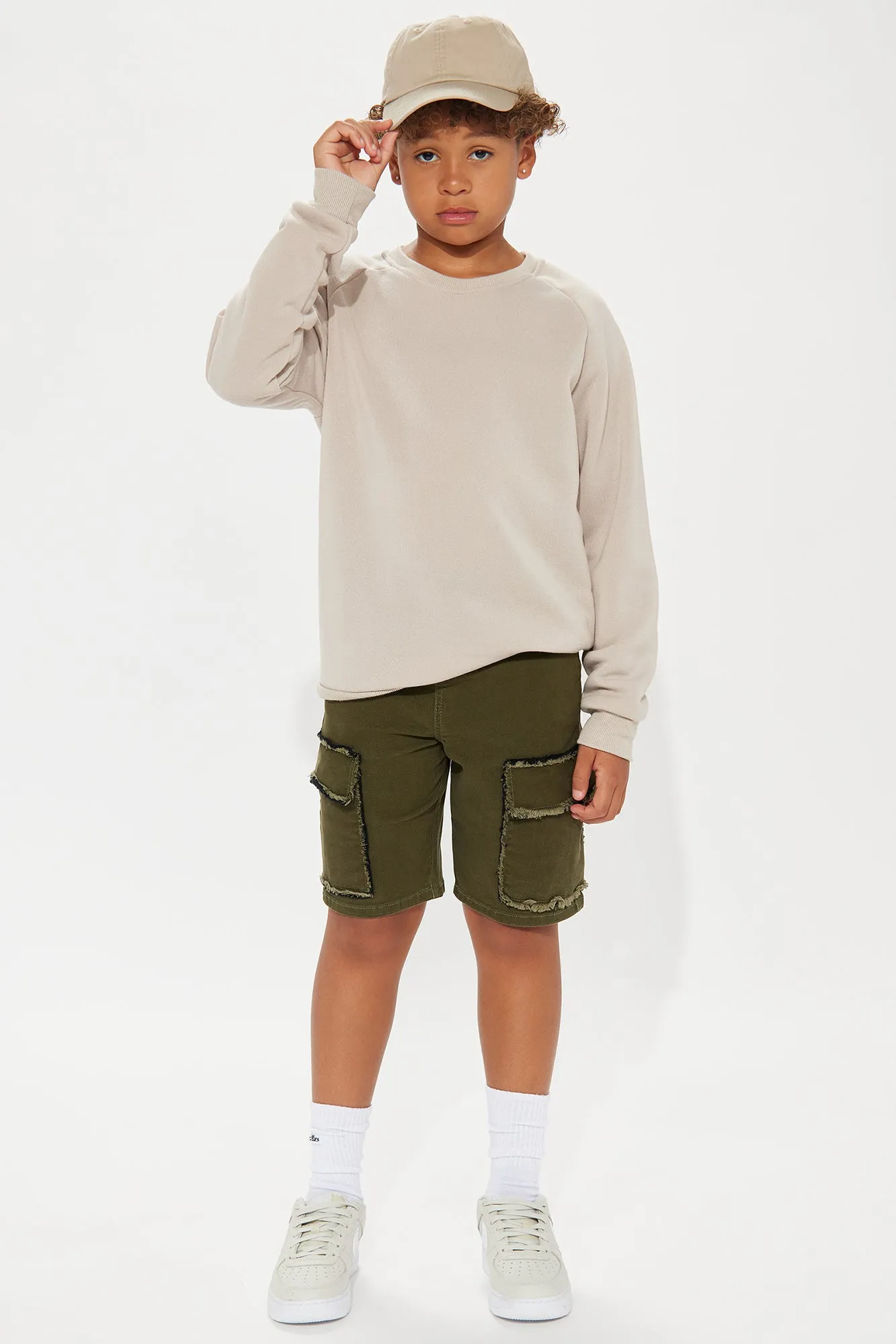 Mini Murphy Relaxed Denim Cargo Shorts - Olive