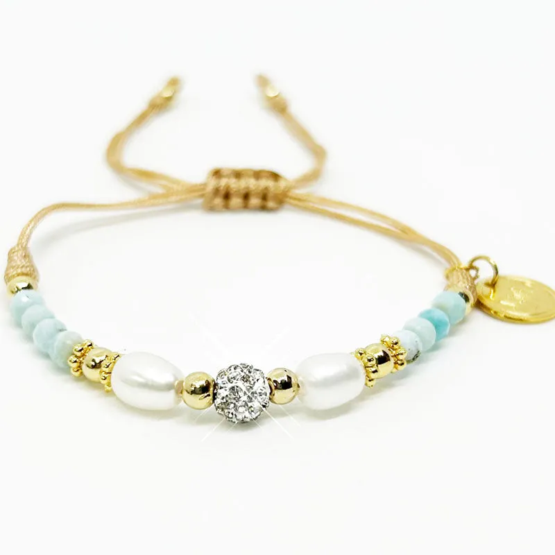 Mother and Daughter Soft Blue Natural Stones Bracelet