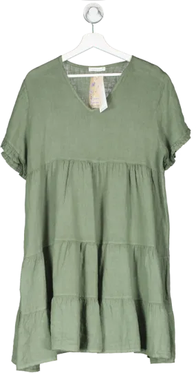 NO.1 George Street Green Pure Linen Lana Dress