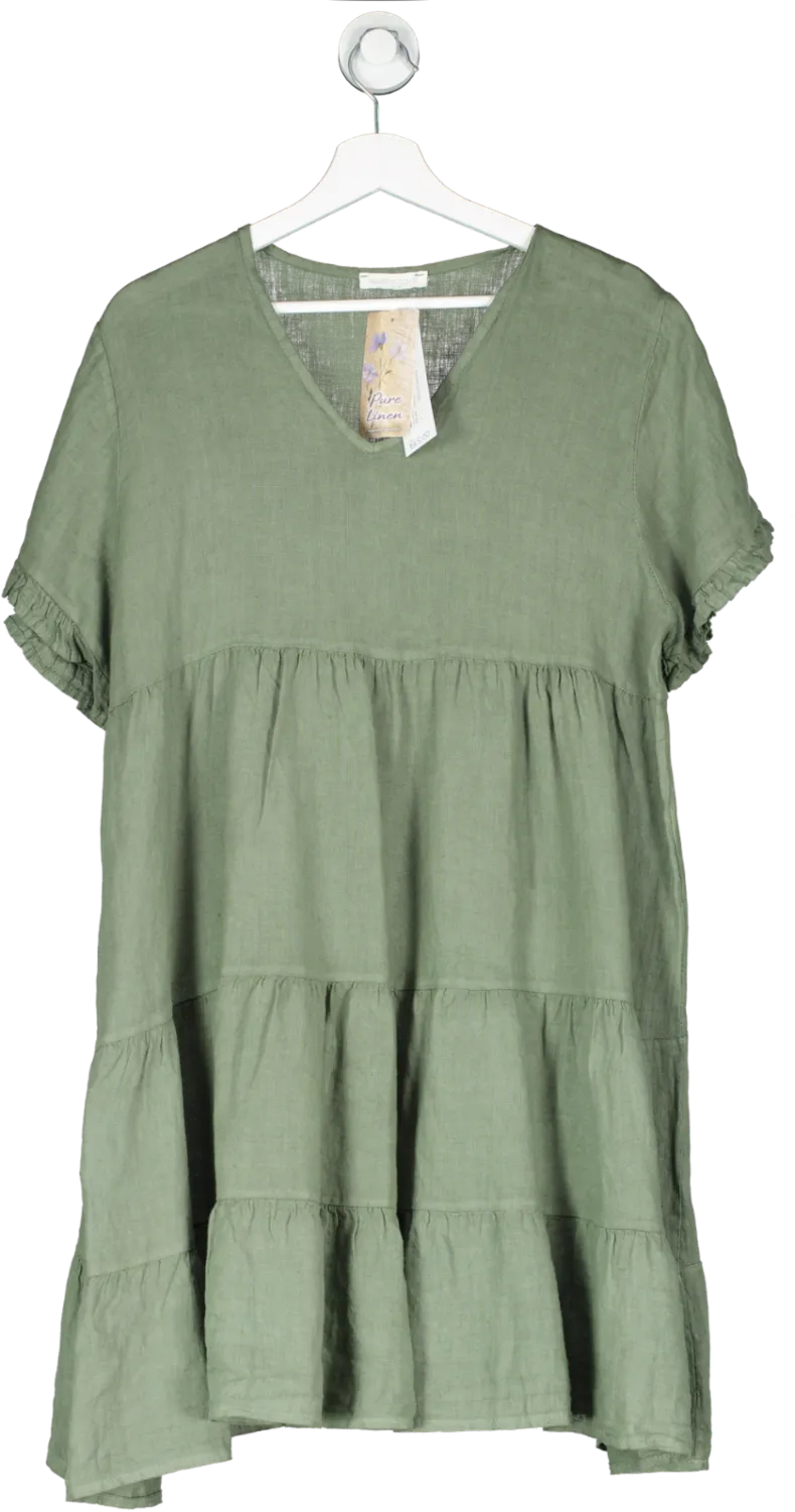 NO.1 George Street Green Pure Linen Lana Dress