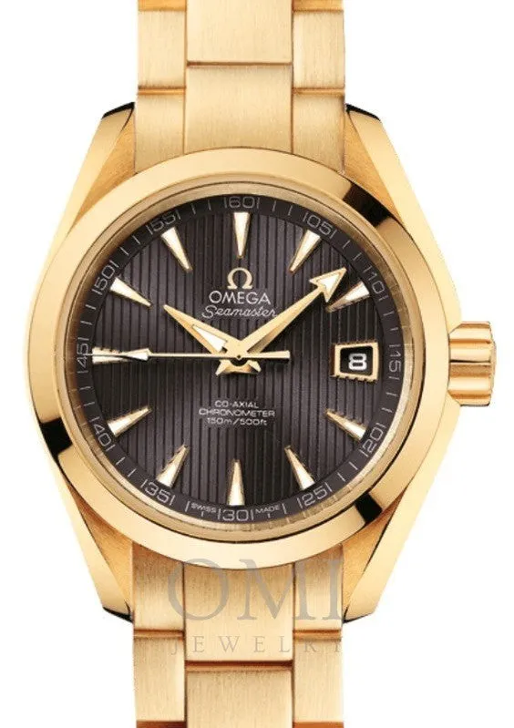 OMEGA SEAMASTER AQUA TERRA 150M CO-AXIAL CHRONOMETER 30MM YELLOW GOLD GREY DIAL 231.50.30.20.06.002 WITH YELLOW GOLD BRACELET