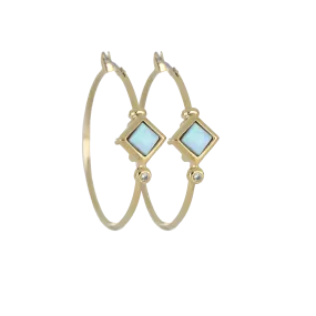 Opalas do Mar Blue Opal Diamond Small Hoop Earring