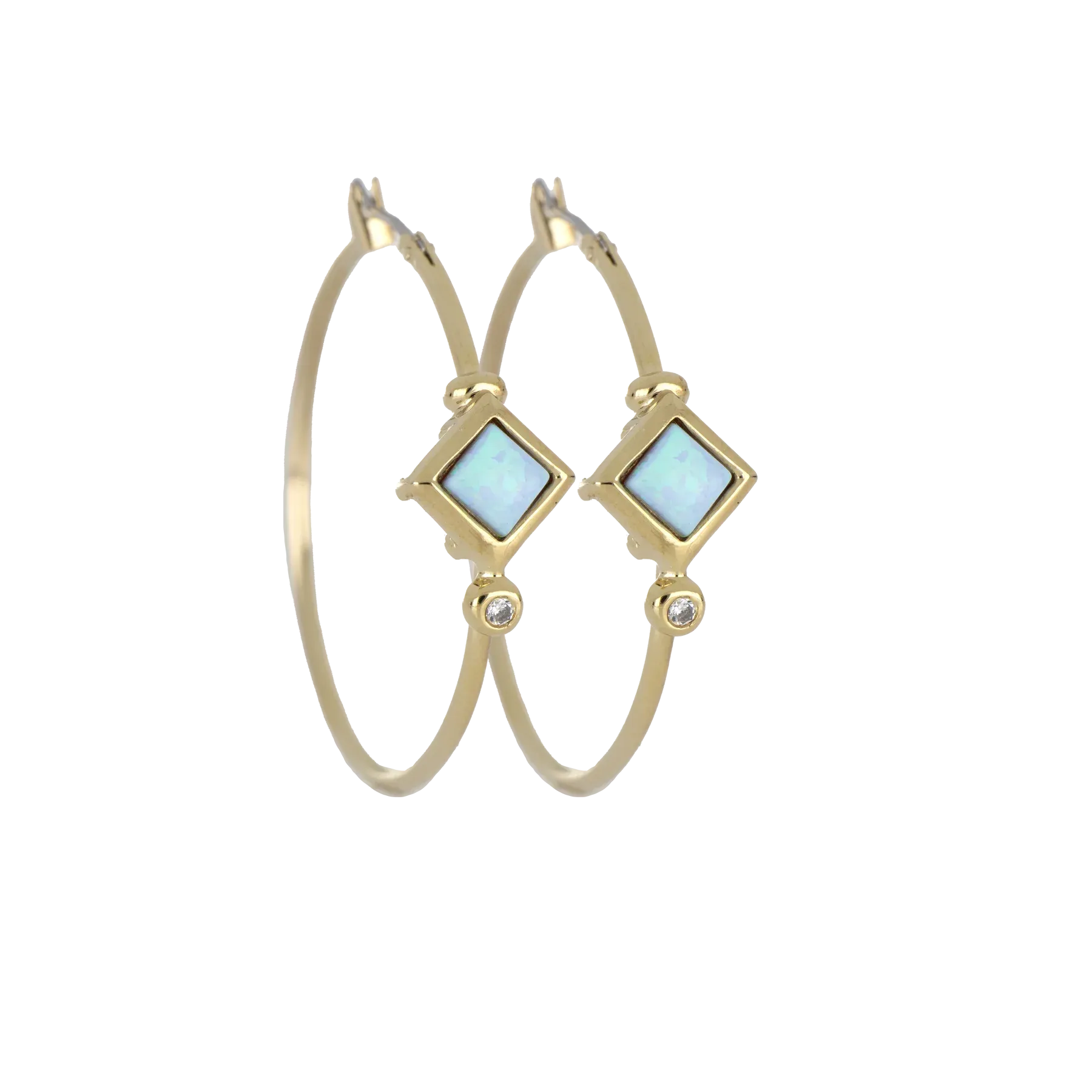 Opalas do Mar Blue Opal Diamond Small Hoop Earring