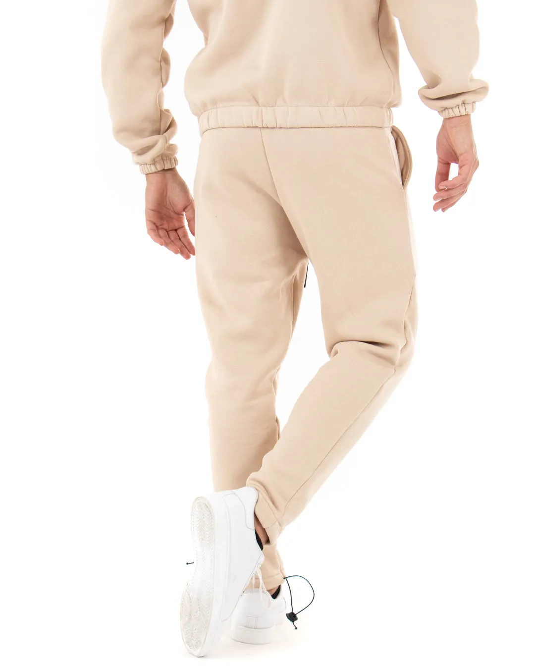 Pantaloni Uomo Pantalaccio Tuta Basic Beige Comodo Caldo Felpato Polycot GIOSAL-P4070A