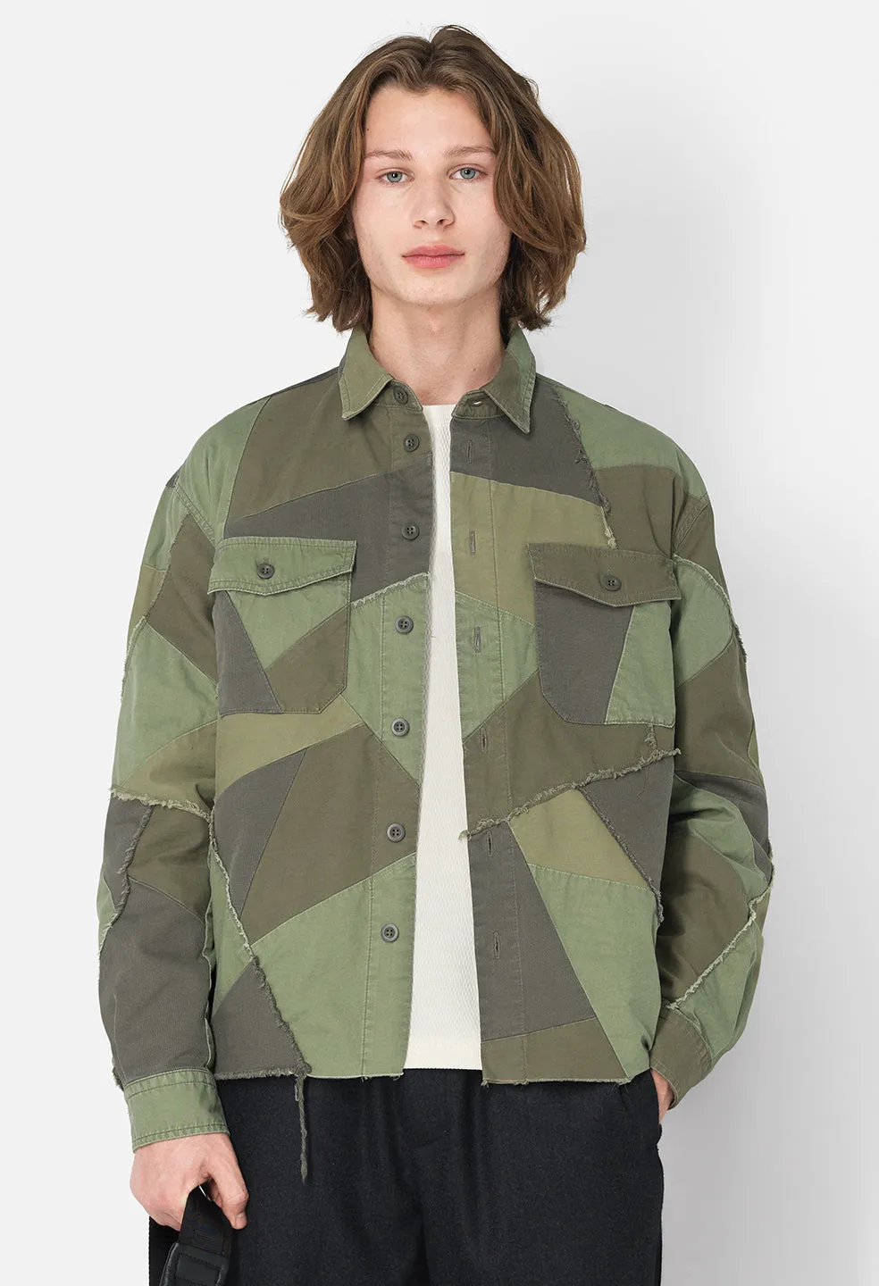 Patchwork Military Overshirt / Olive