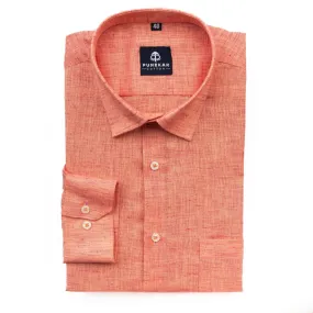 Peach Orange Color Poly Cotton Shirt For Men