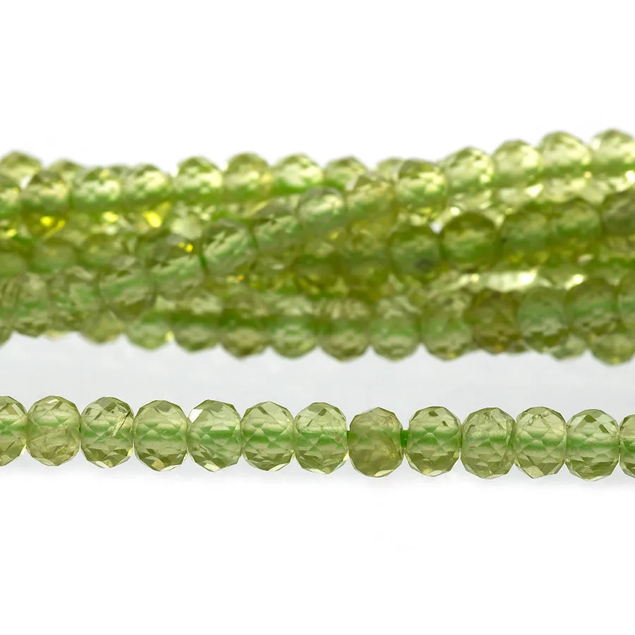 Peridot 3mm Rondelle Faceted A Grade - 15-16 Inch