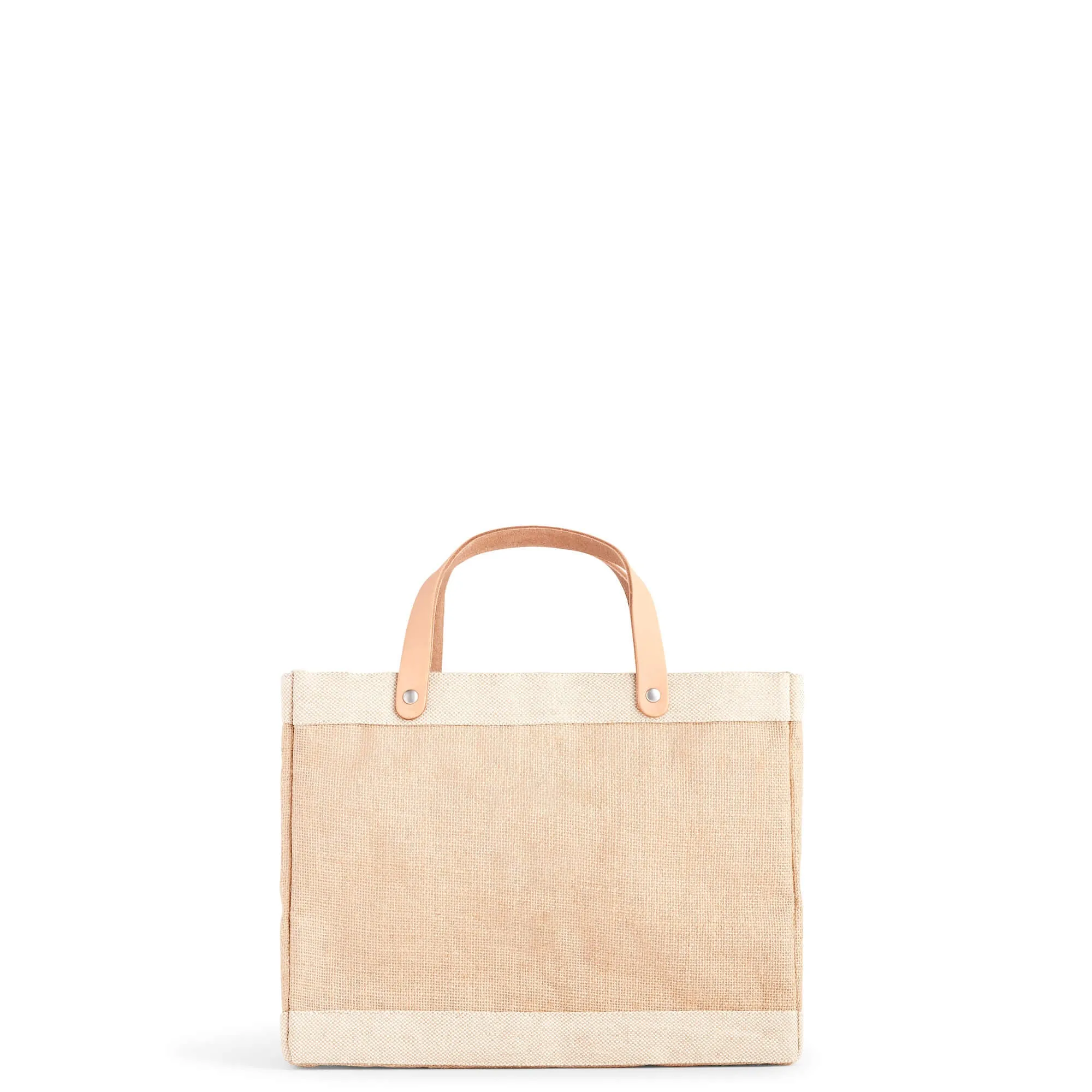 Petite Market Bag in Natural with Black Monogram